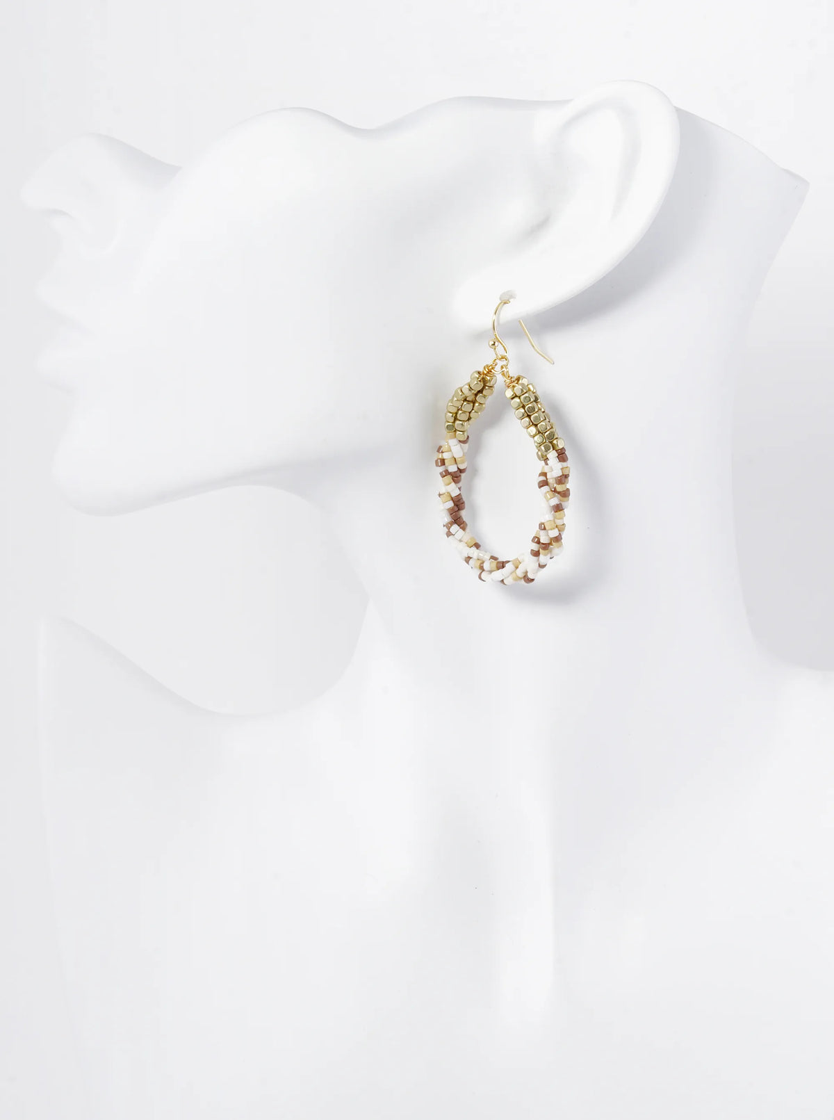 Twist Seed Beaded Teardrop Dangle Drop Earrings