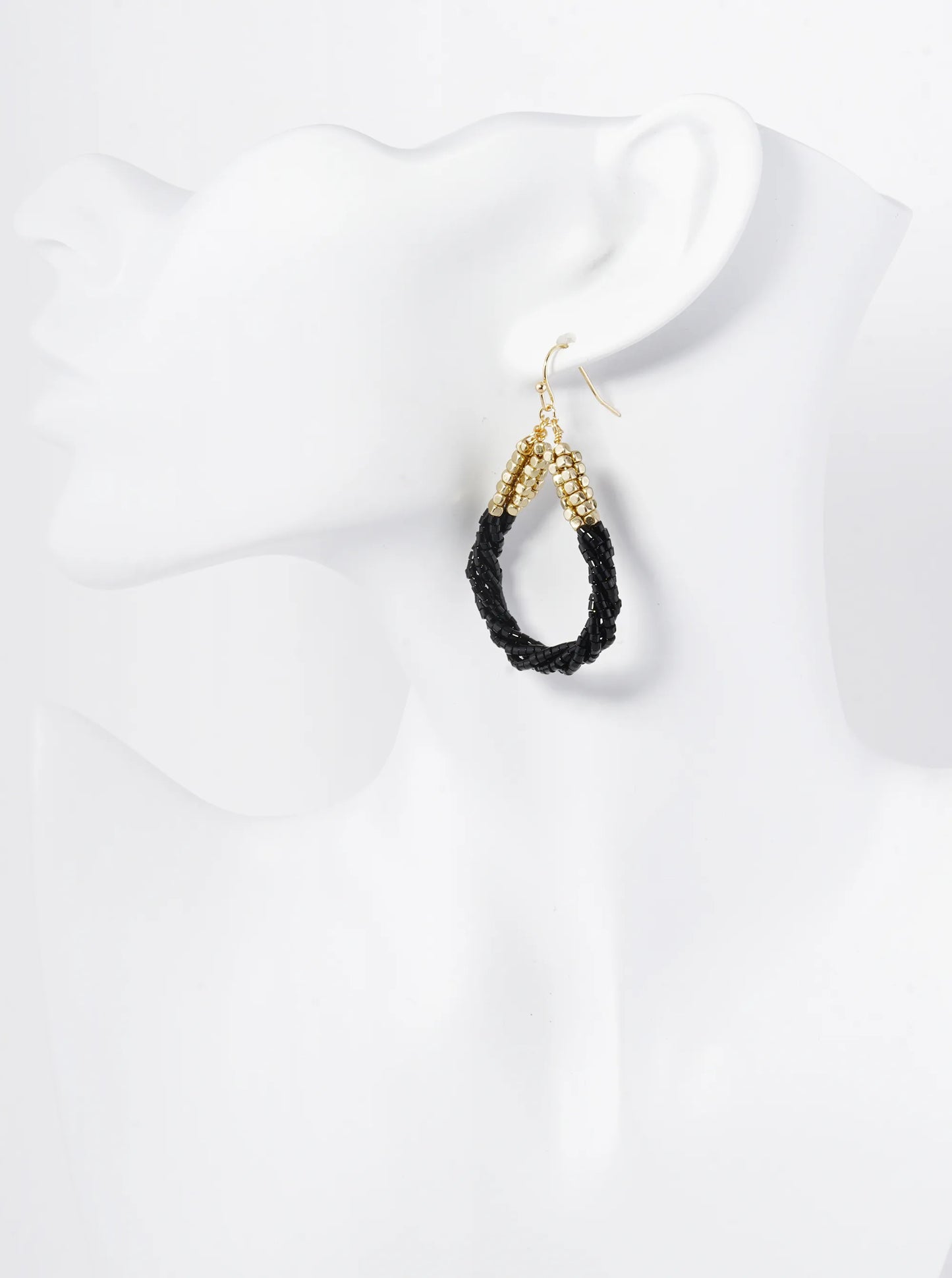 Twist Seed Beaded Teardrop Dangle Drop Earrings