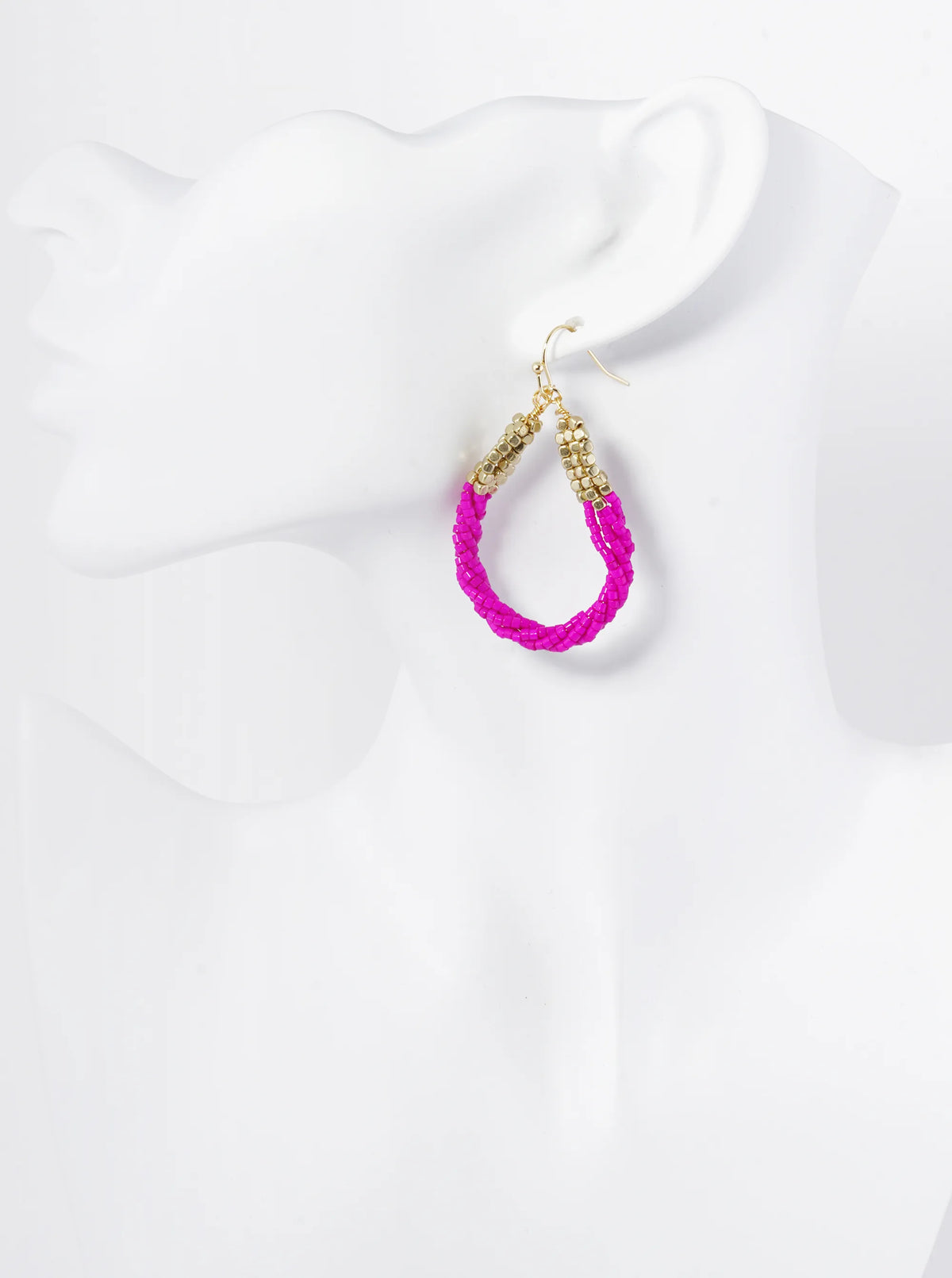Twist Seed Beaded Teardrop Dangle Drop Earrings