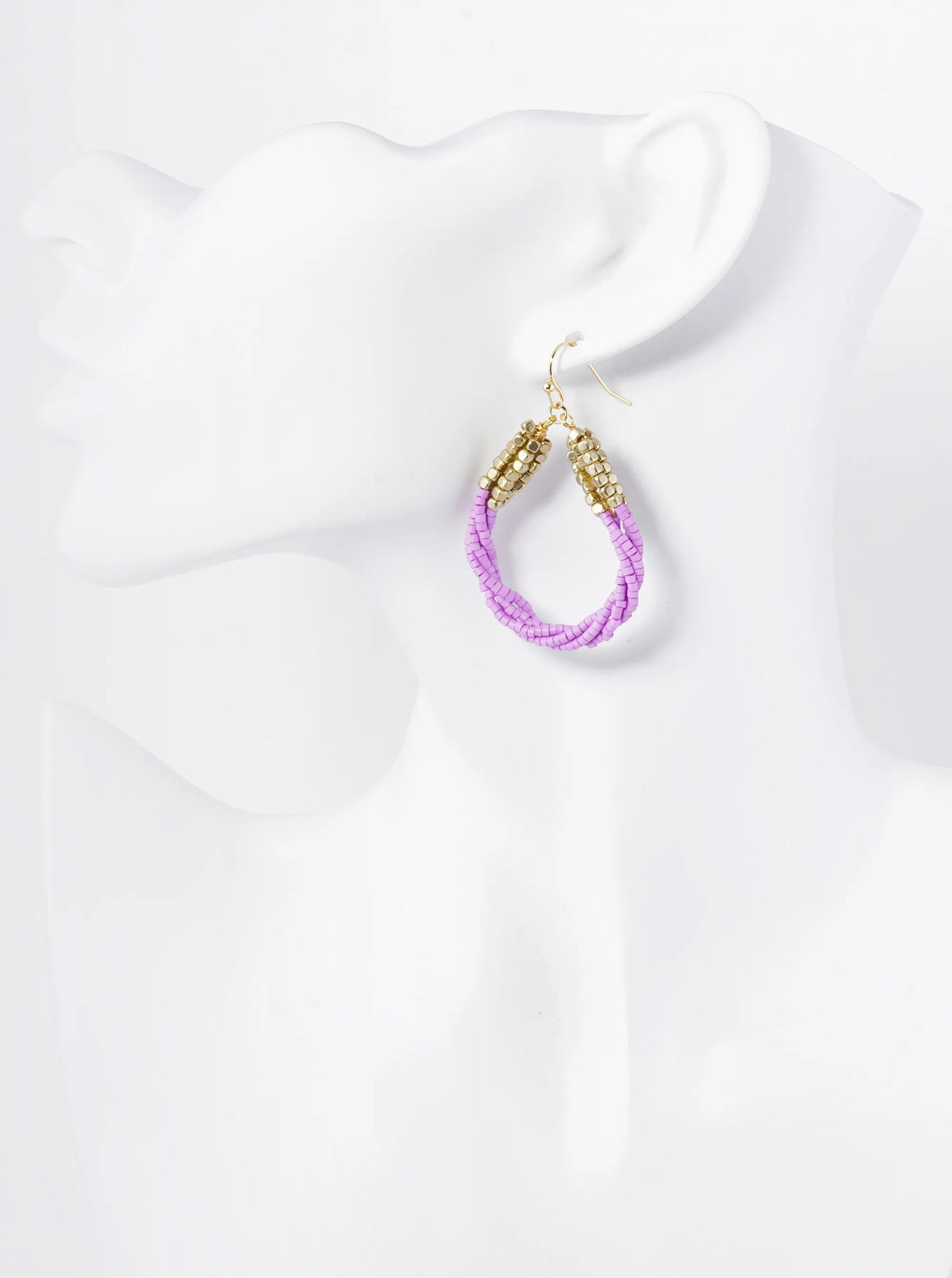 Twist Seed Beaded Teardrop Dangle Drop Earrings