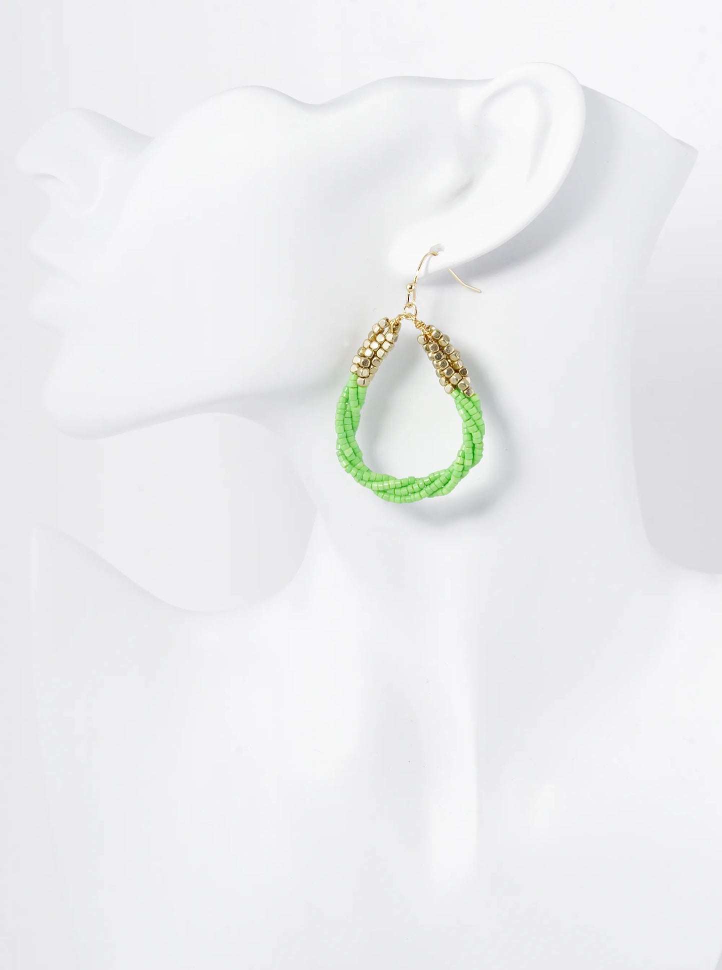 Twist Seed Beaded Teardrop Dangle Drop Earrings