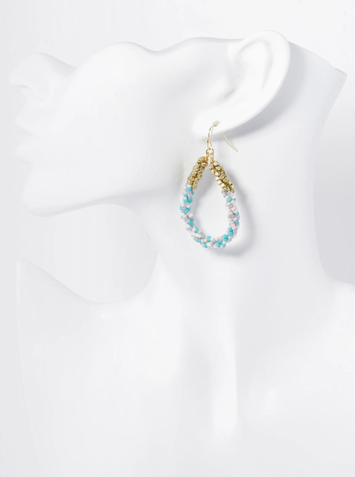 Twist Seed Beaded Teardrop Dangle Drop Earrings