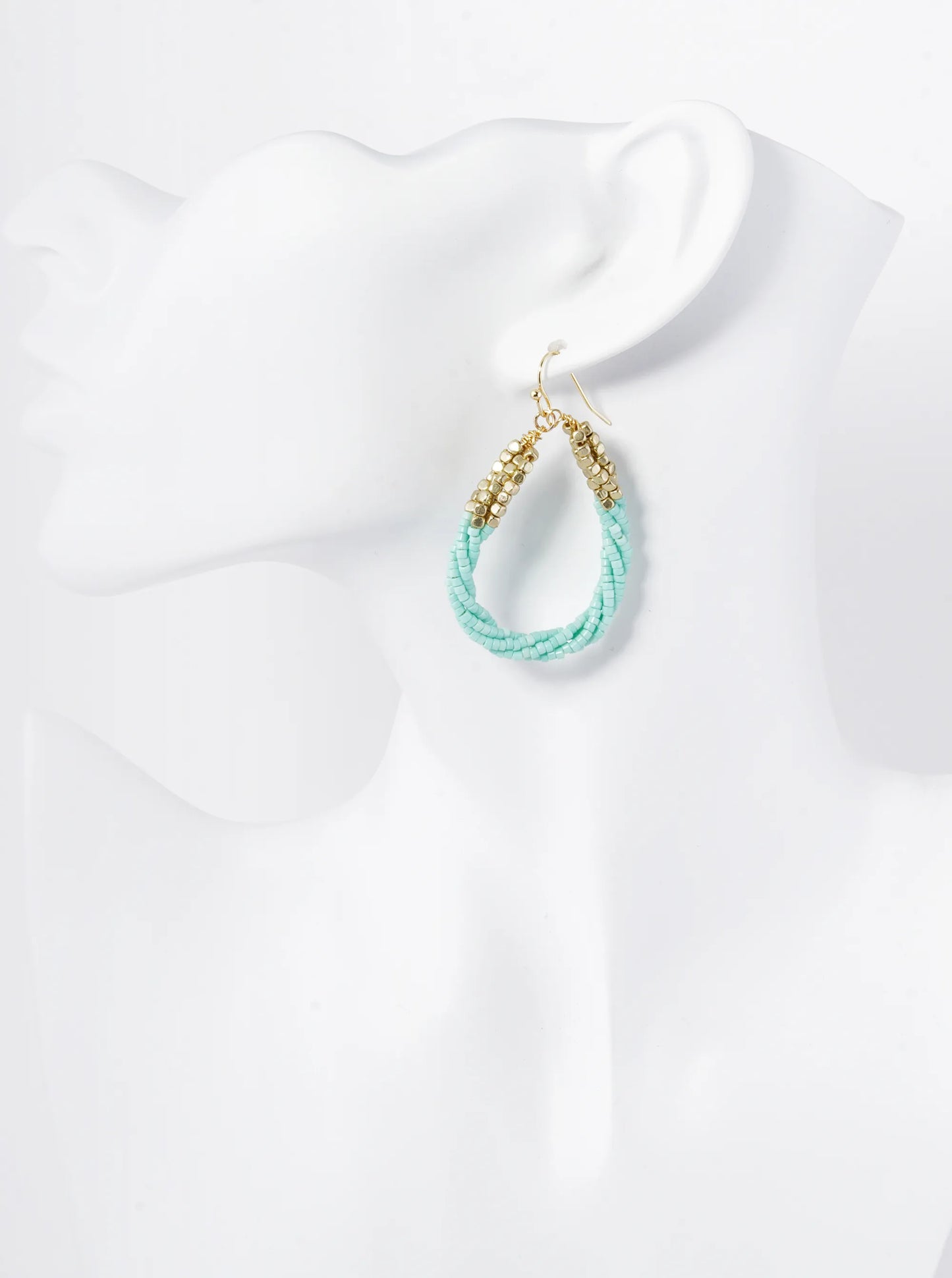 Twist Seed Beaded Teardrop Dangle Drop Earrings