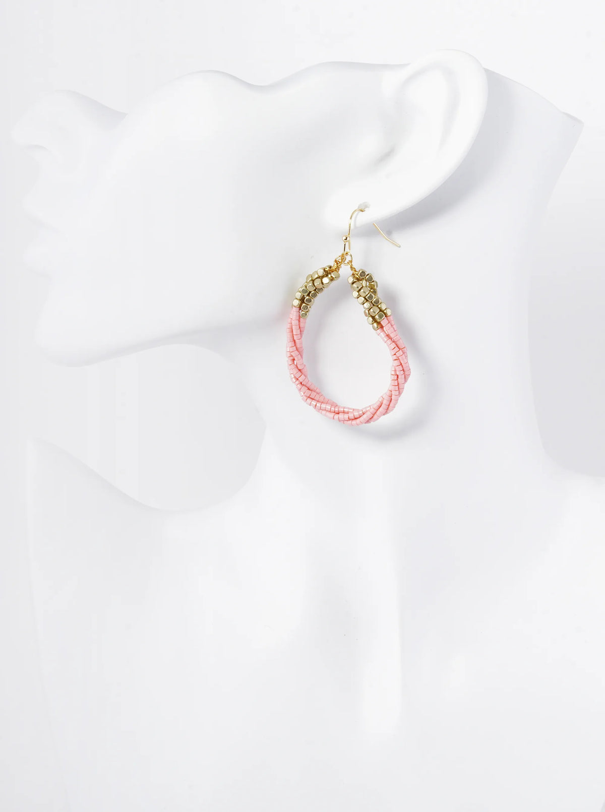 Twist Seed Beaded Teardrop Dangle Drop Earrings