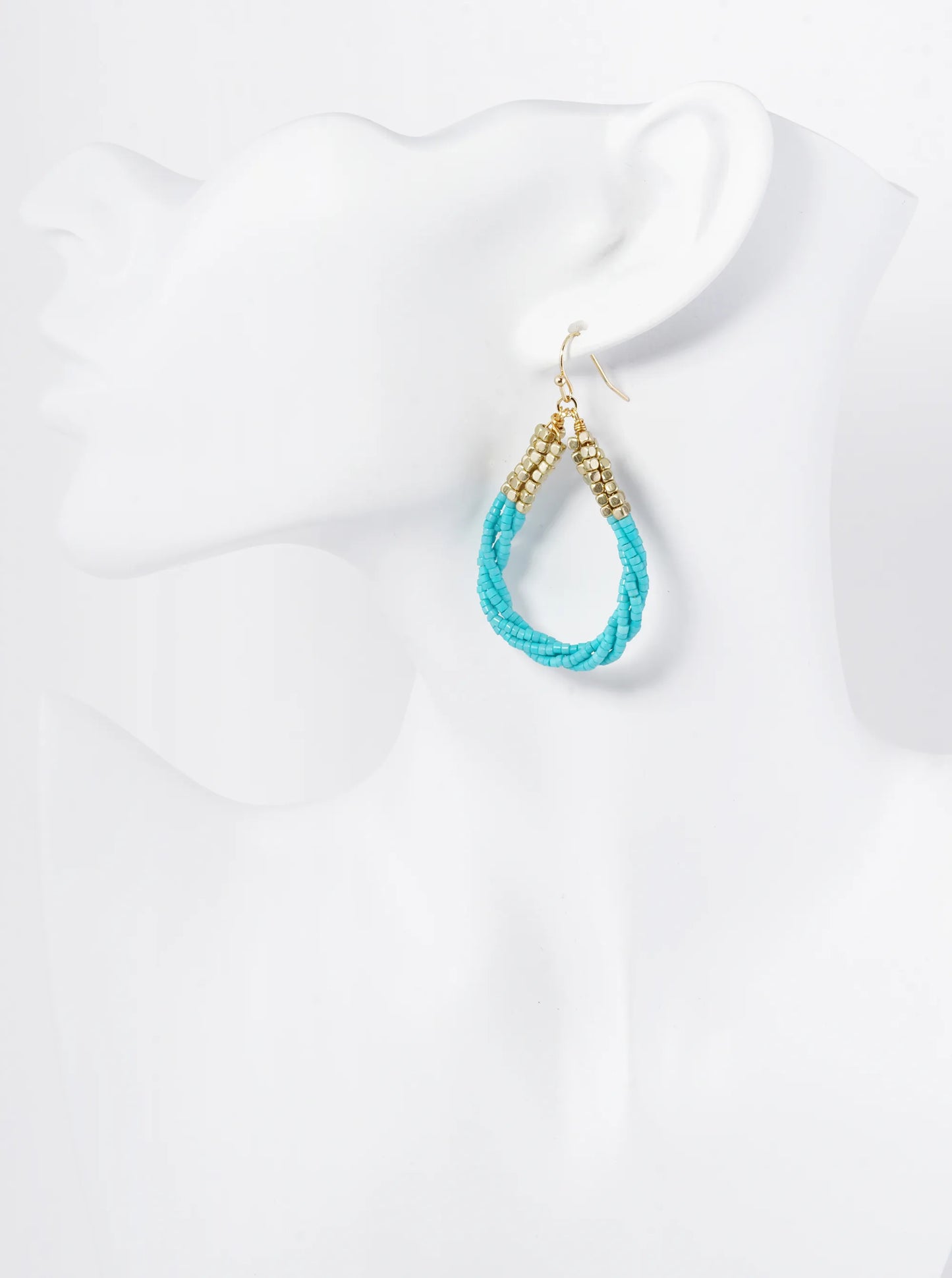 Twist Seed Beaded Teardrop Dangle Drop Earrings