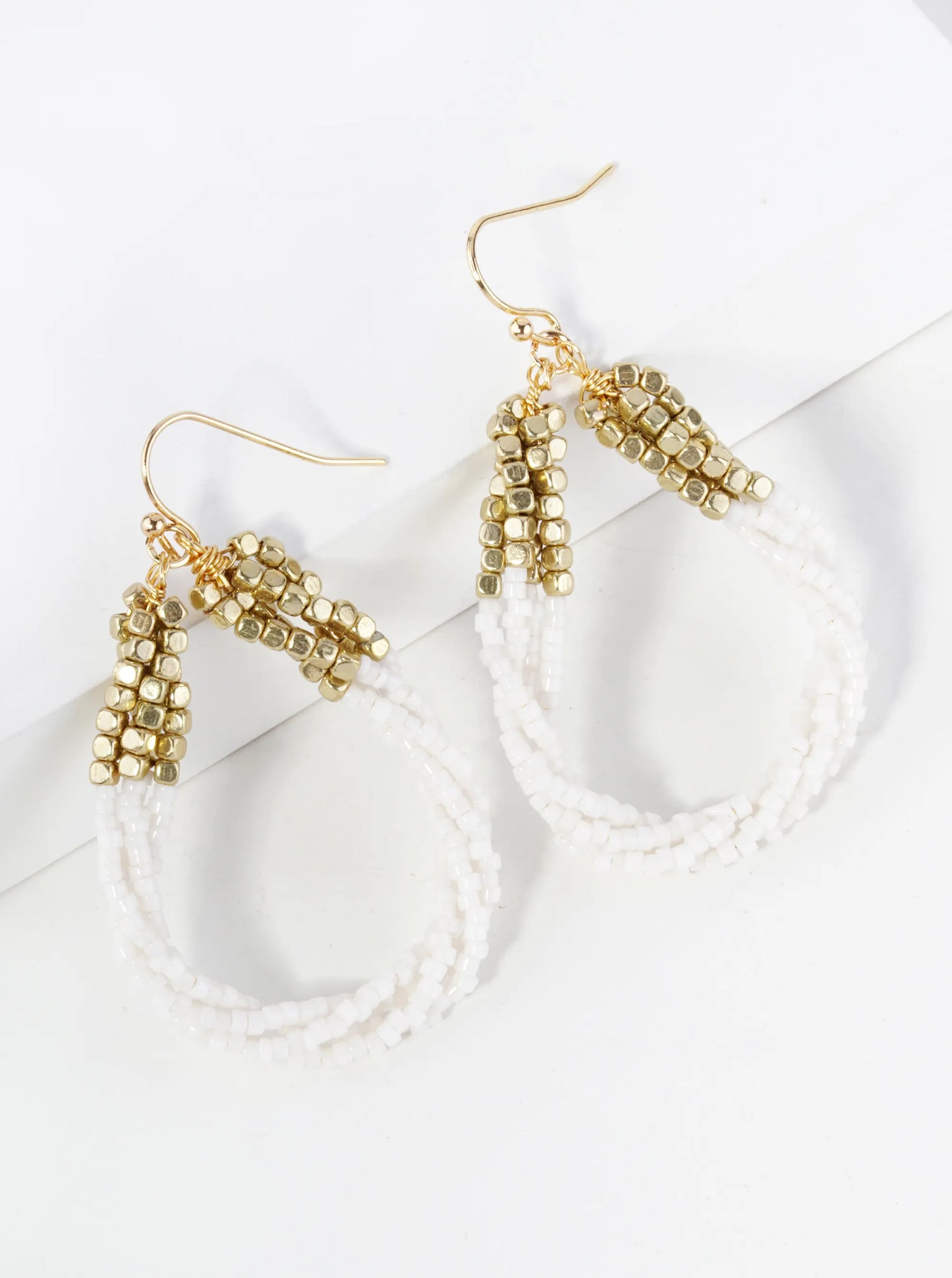 Twist Seed Beaded Teardrop Dangle Drop Earrings
