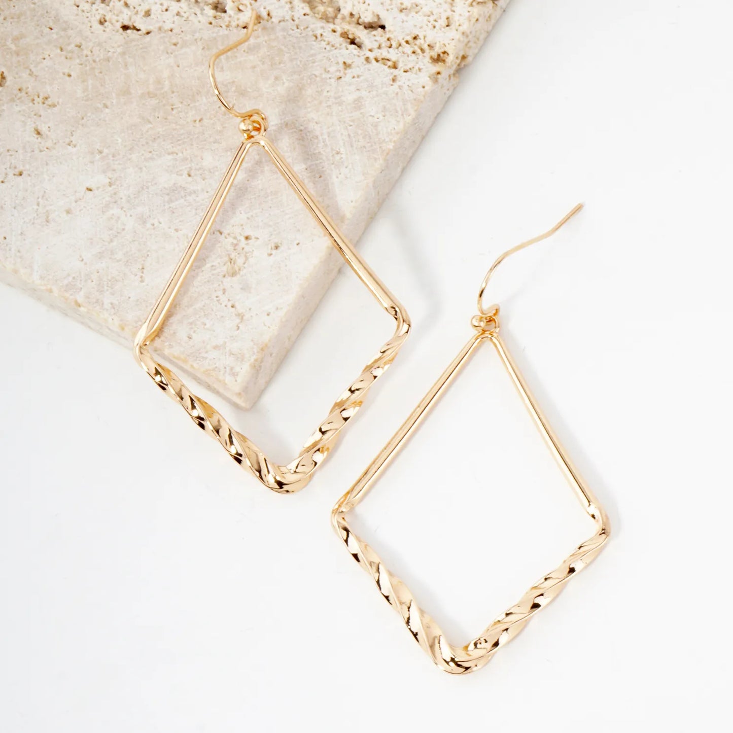 Twisted Accent Diamond-Shaped Dangle Earrings