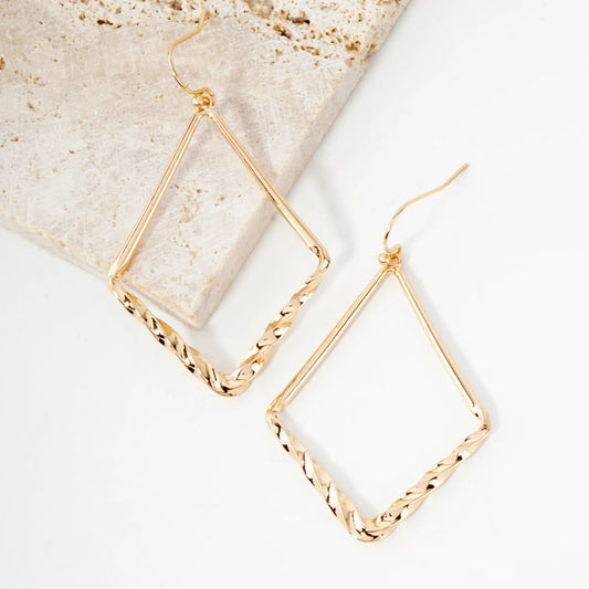 Twisted Accent Diamond-Shaped Dangle Earrings