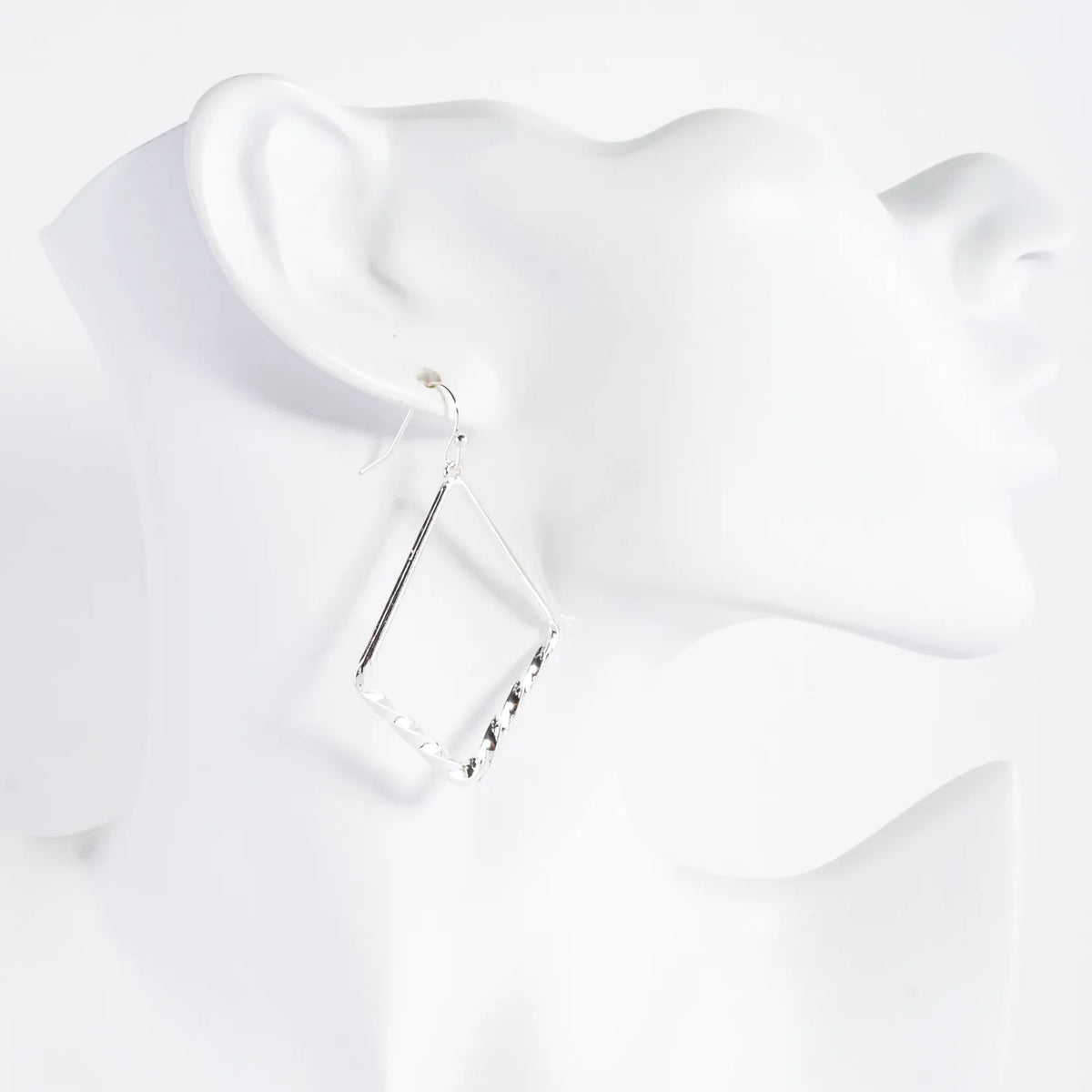 Twisted Accent Diamond-Shaped Dangle Earrings