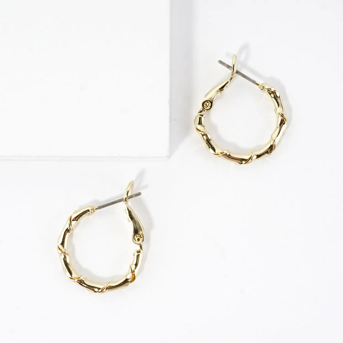 Twisted Brass Tiny Hoop Earrings