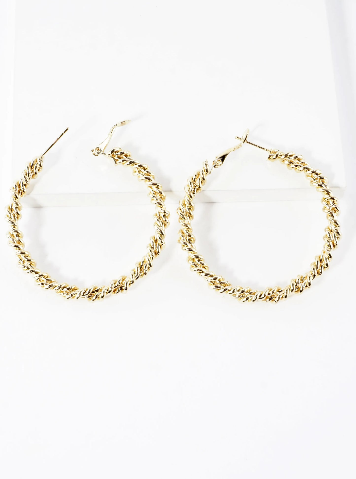 Twisted Brass Wire 2 Inch Hoop Earrings