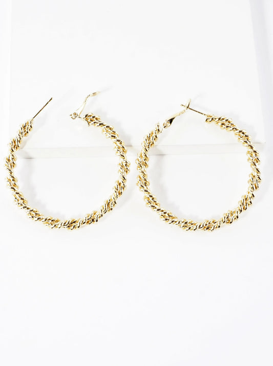 Twisted Brass Wire 2 Inch Hoop Earrings