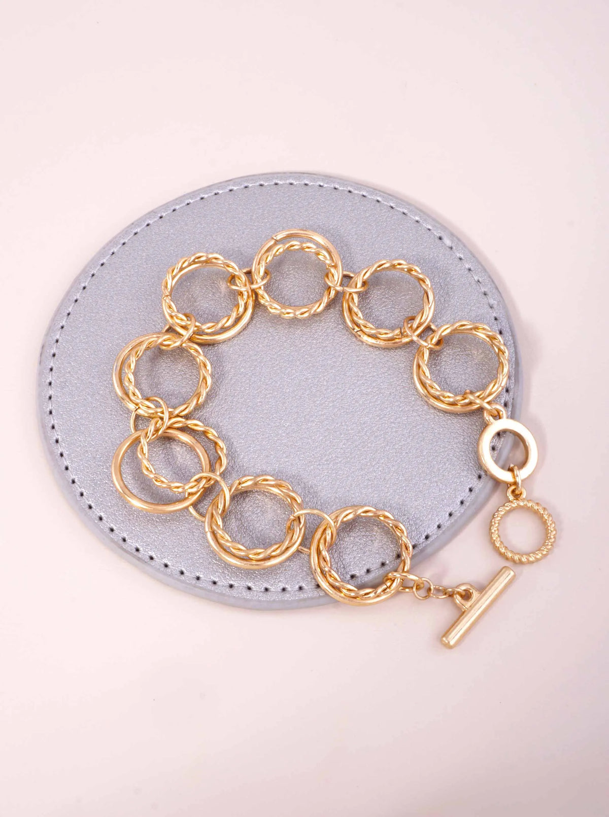 Twisted Double Circle Worn Toggle Bracelet