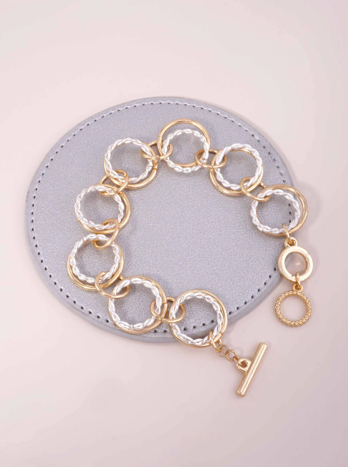 Twisted Double Circle Worn Toggle Bracelet