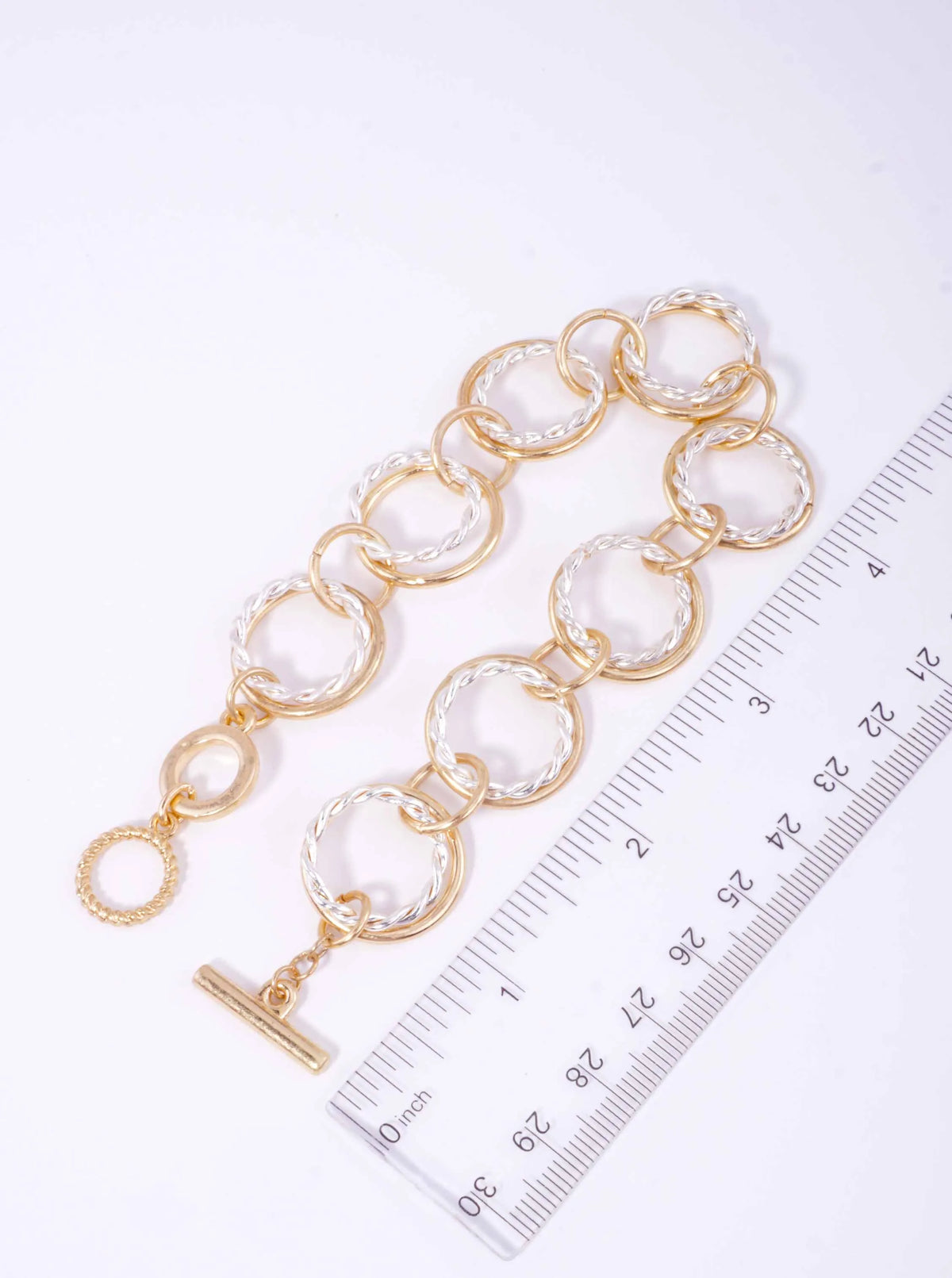 Twisted Double Circle Worn Toggle Bracelet