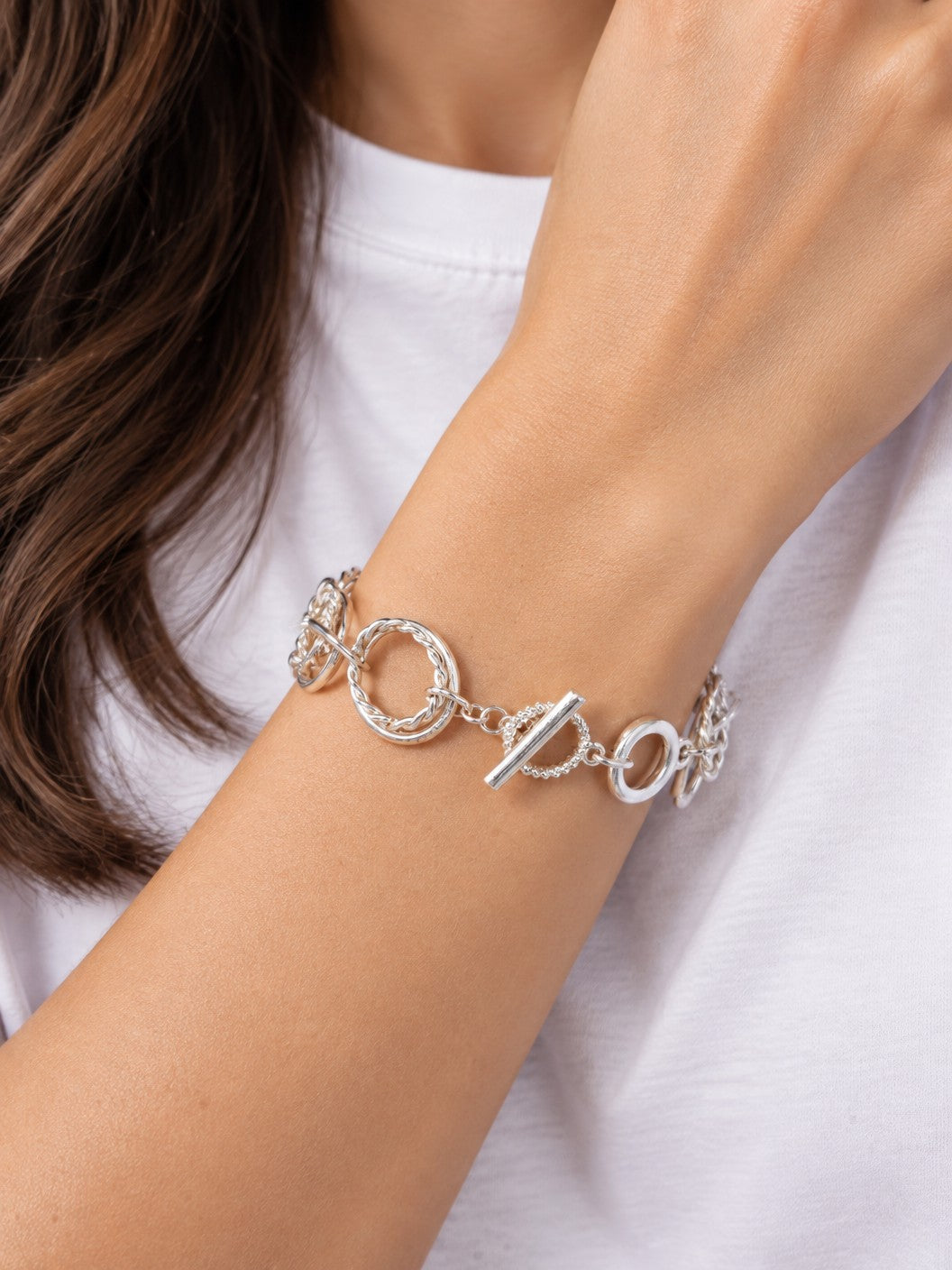 Twisted Double Circle Worn Toggle Bracelet