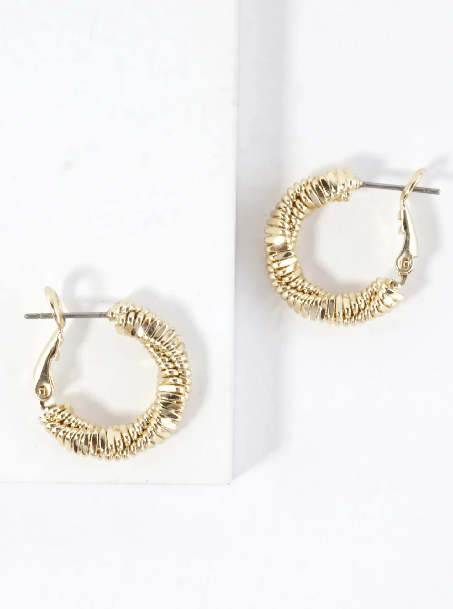 Twisted Strands Texture Brass Hoop Earrings 0.75in
