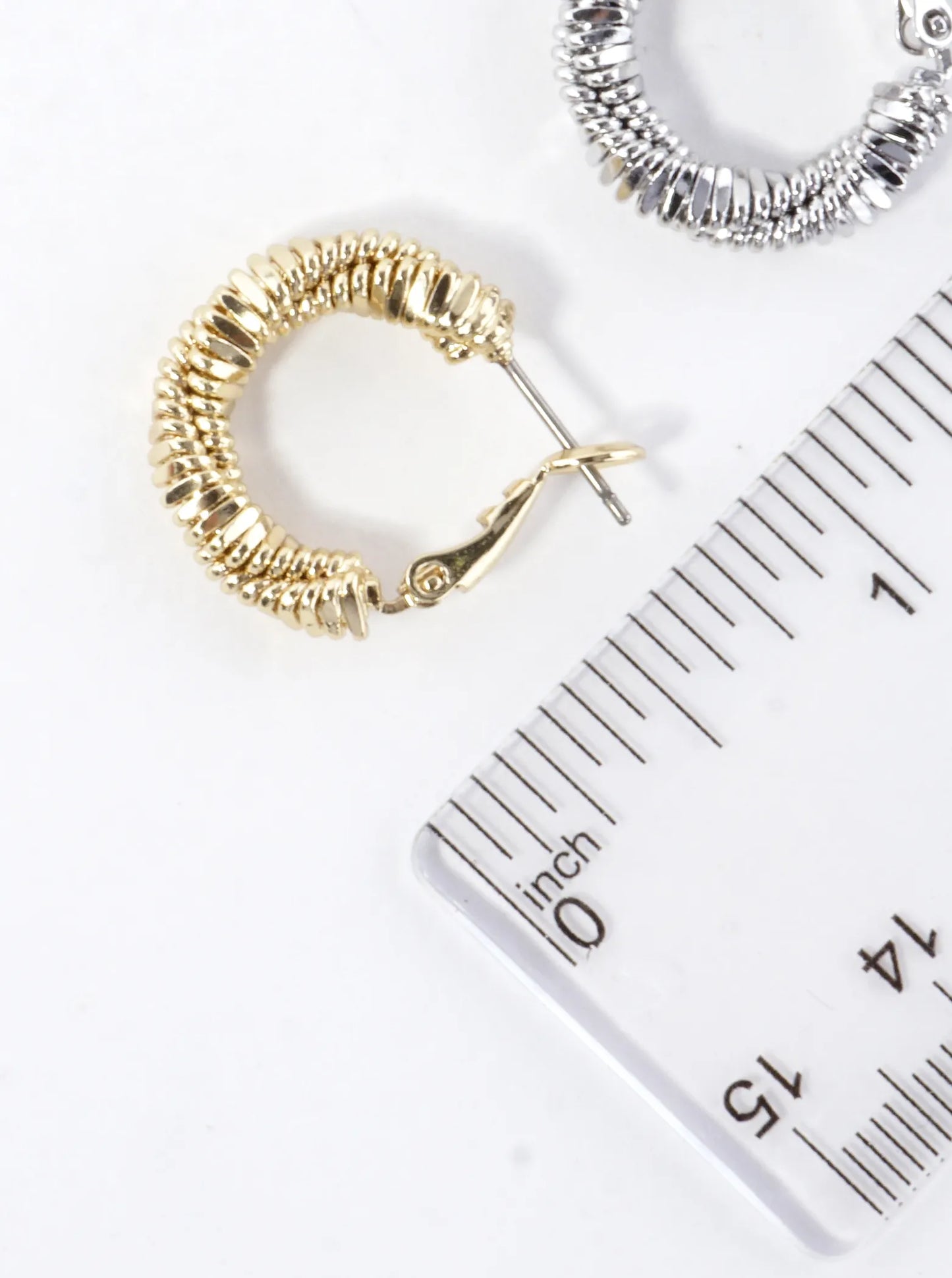 Twisted Strands Texture Brass Hoop Earrings 0.75in
