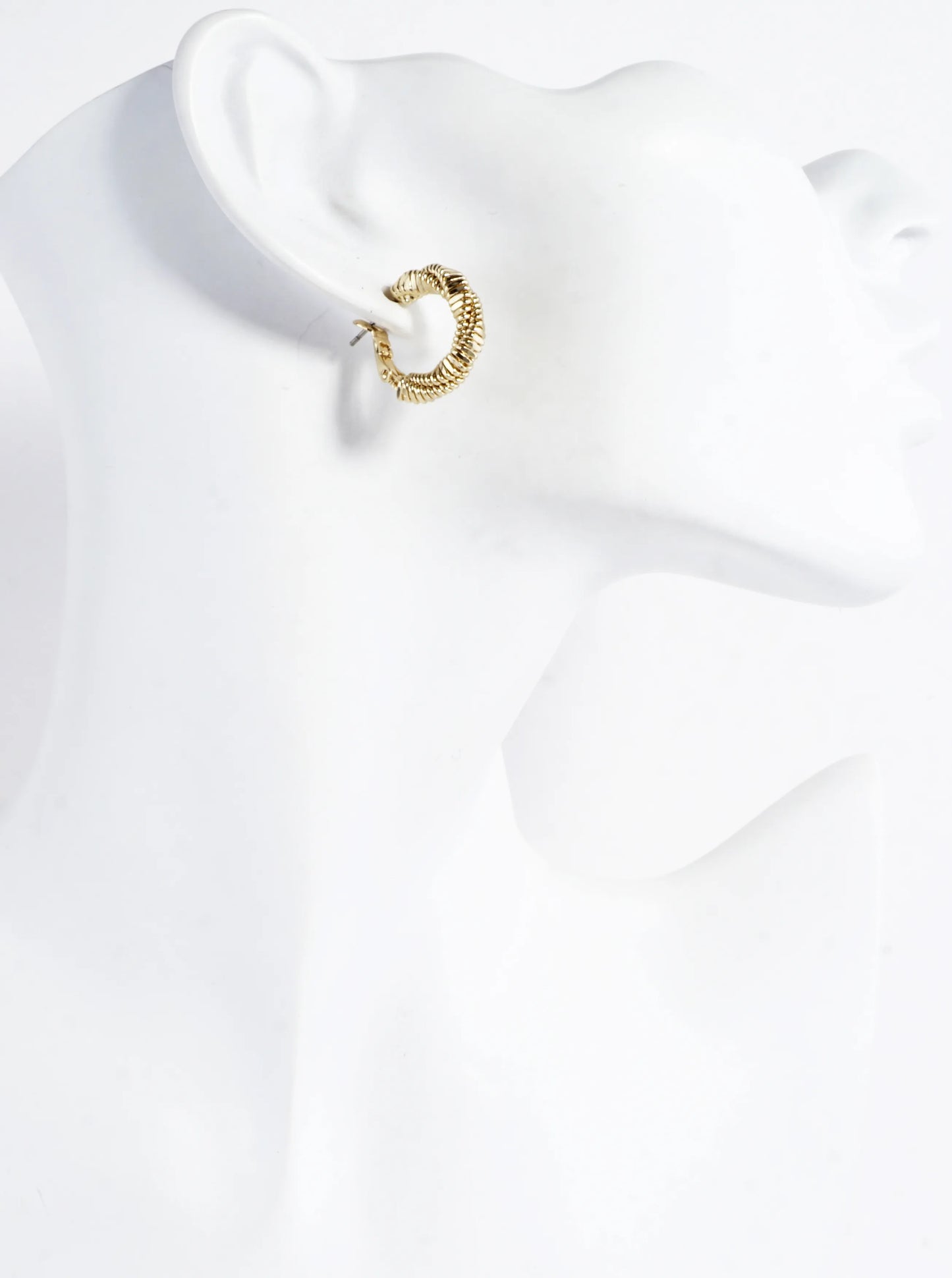 Twisted Strands Texture Brass Hoop Earrings 0.75in