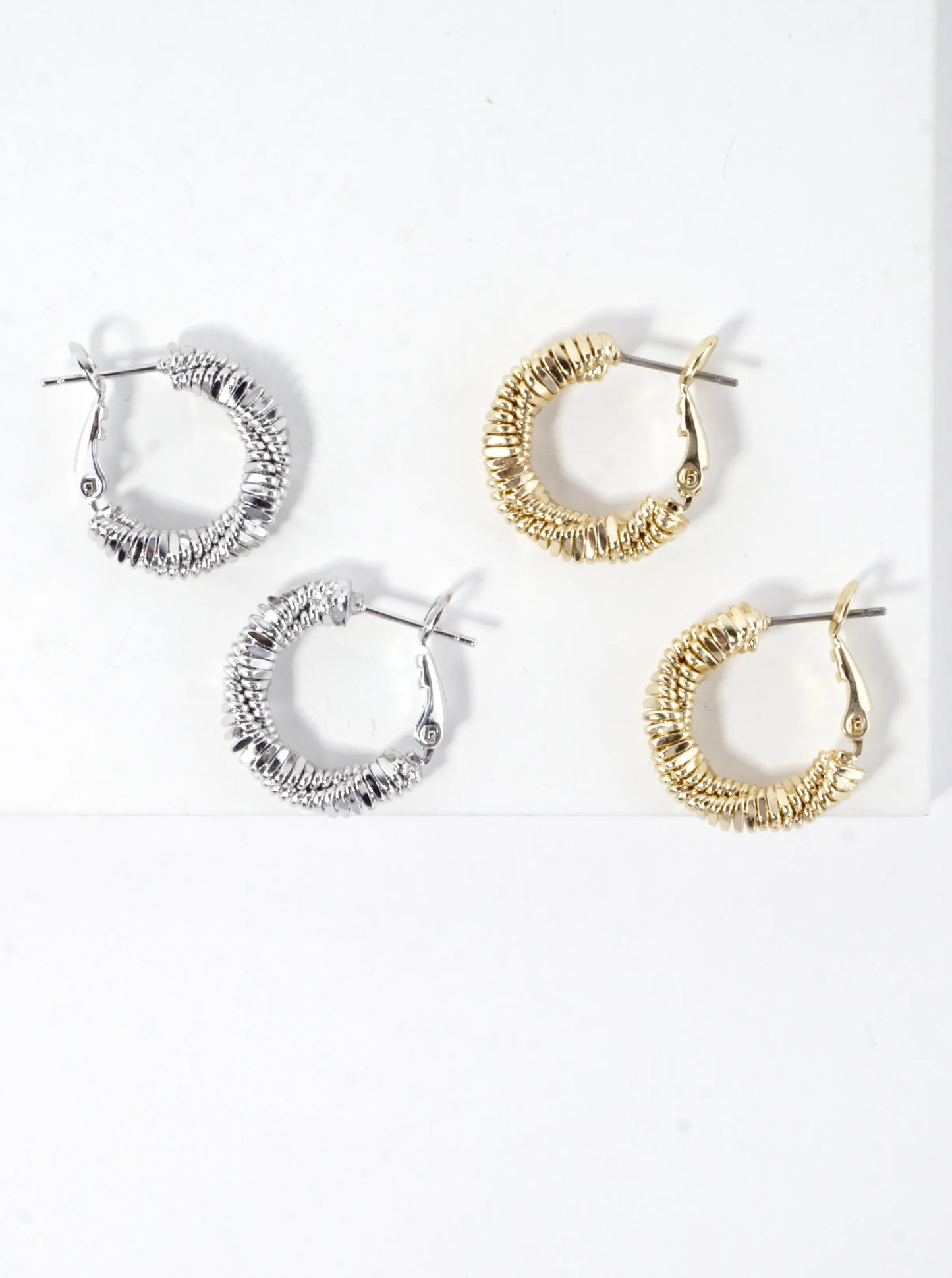 Twisted Strands Texture Brass Hoop Earrings 0.75in