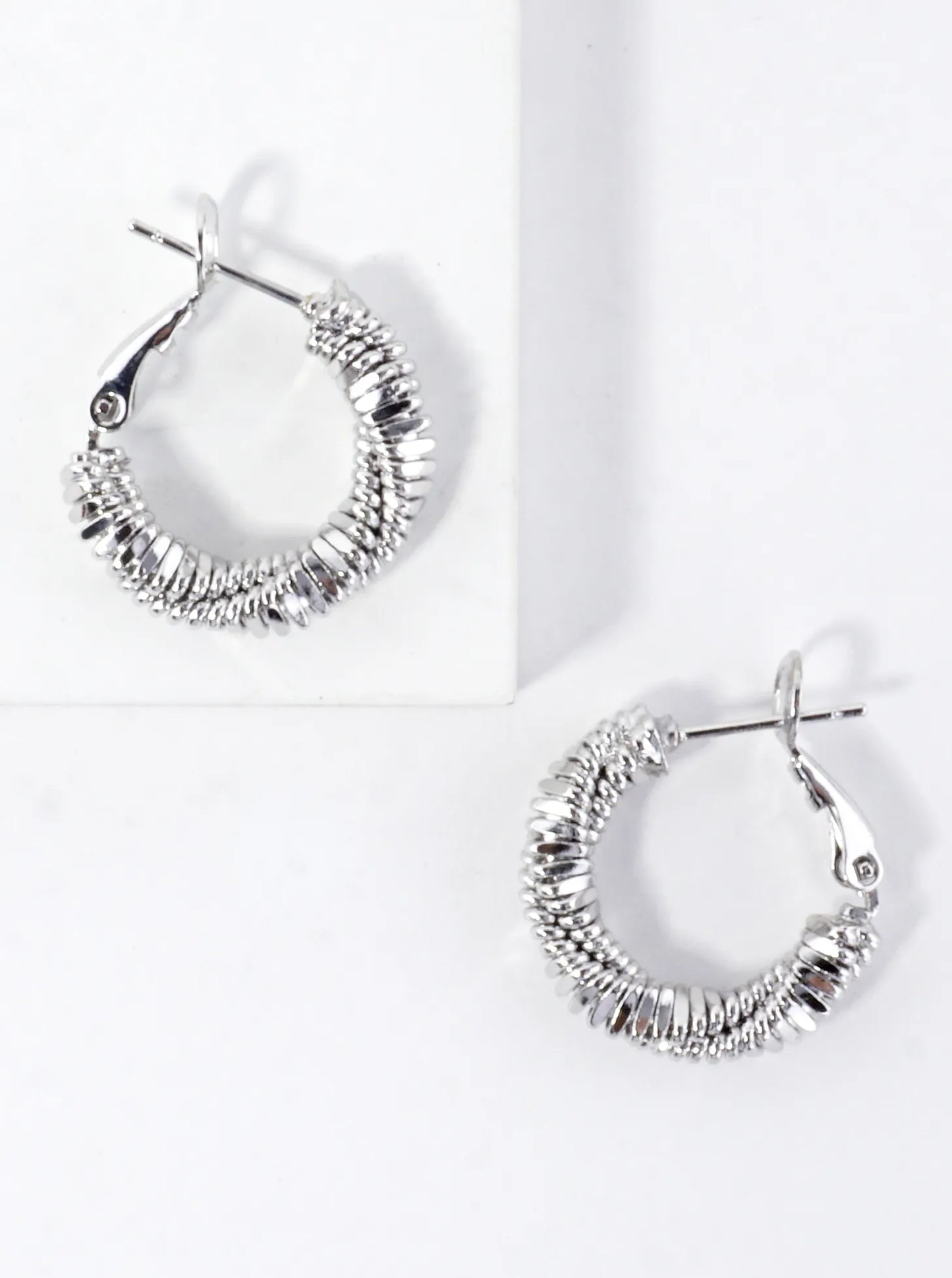 Twisted Strands Texture Brass Hoop Earrings 0.75in