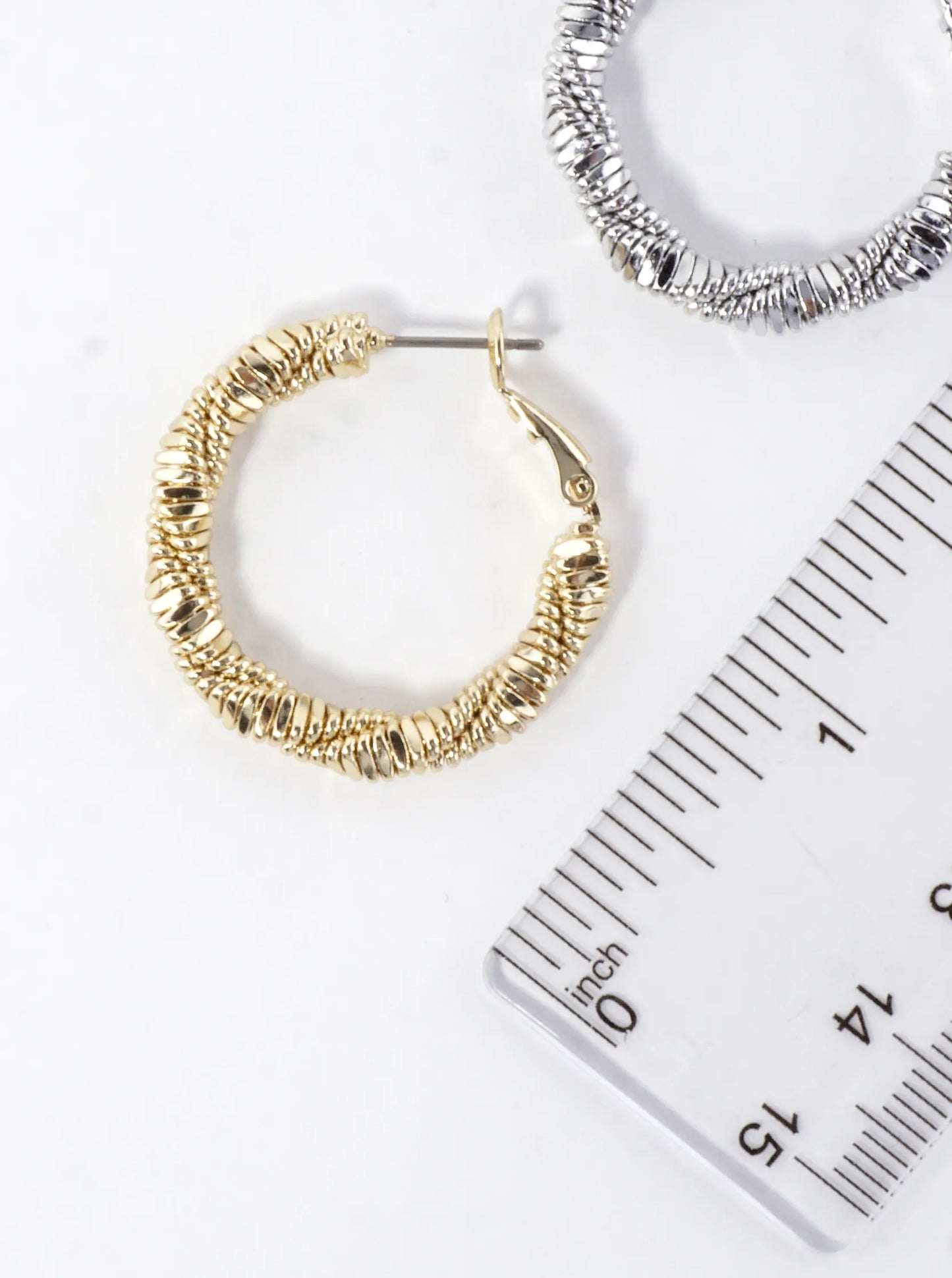 Twisted Strands Texture Brass Hoop Earrings 1inch