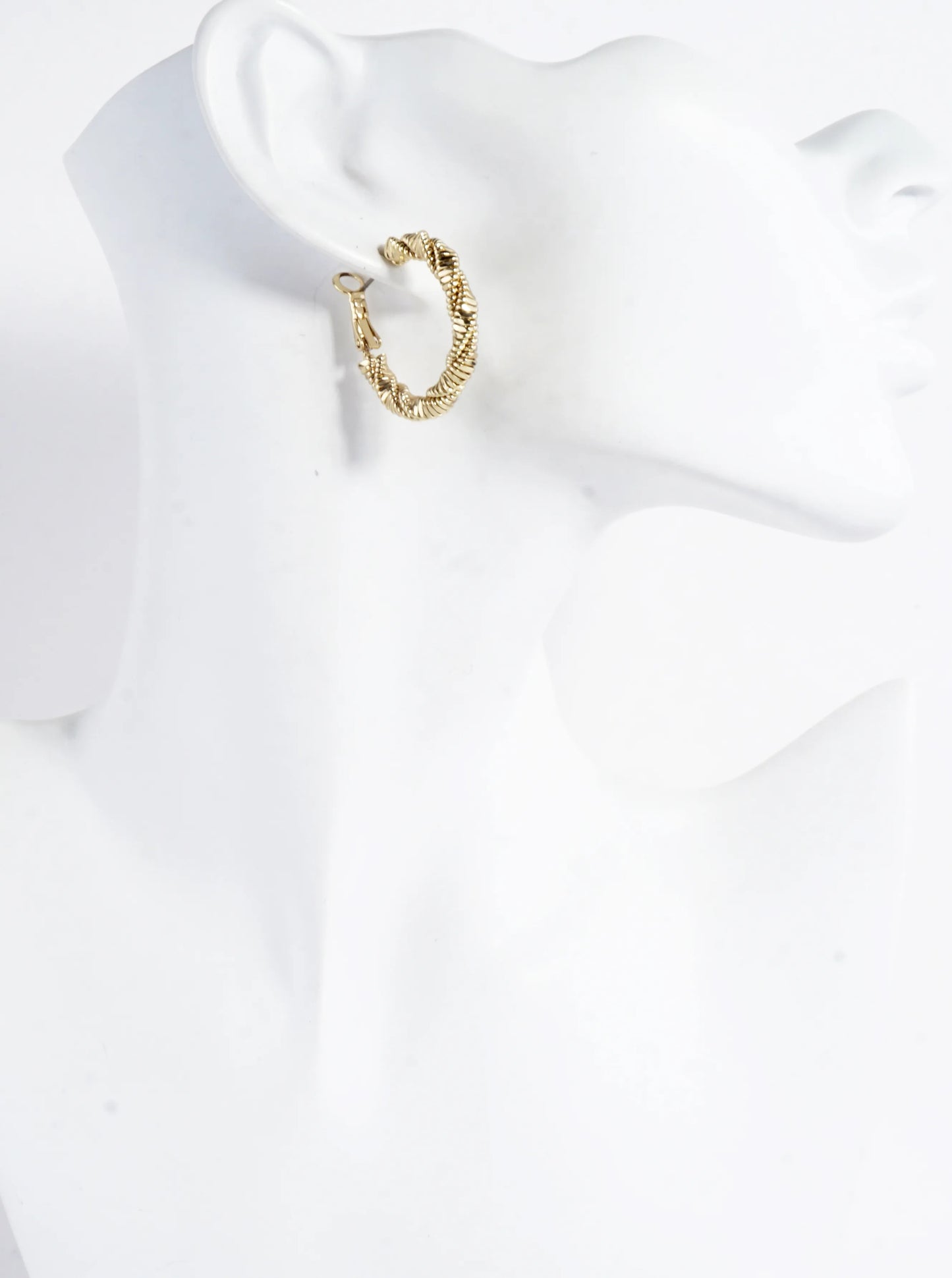 Twisted Strands Texture Brass Hoop Earrings 1inch