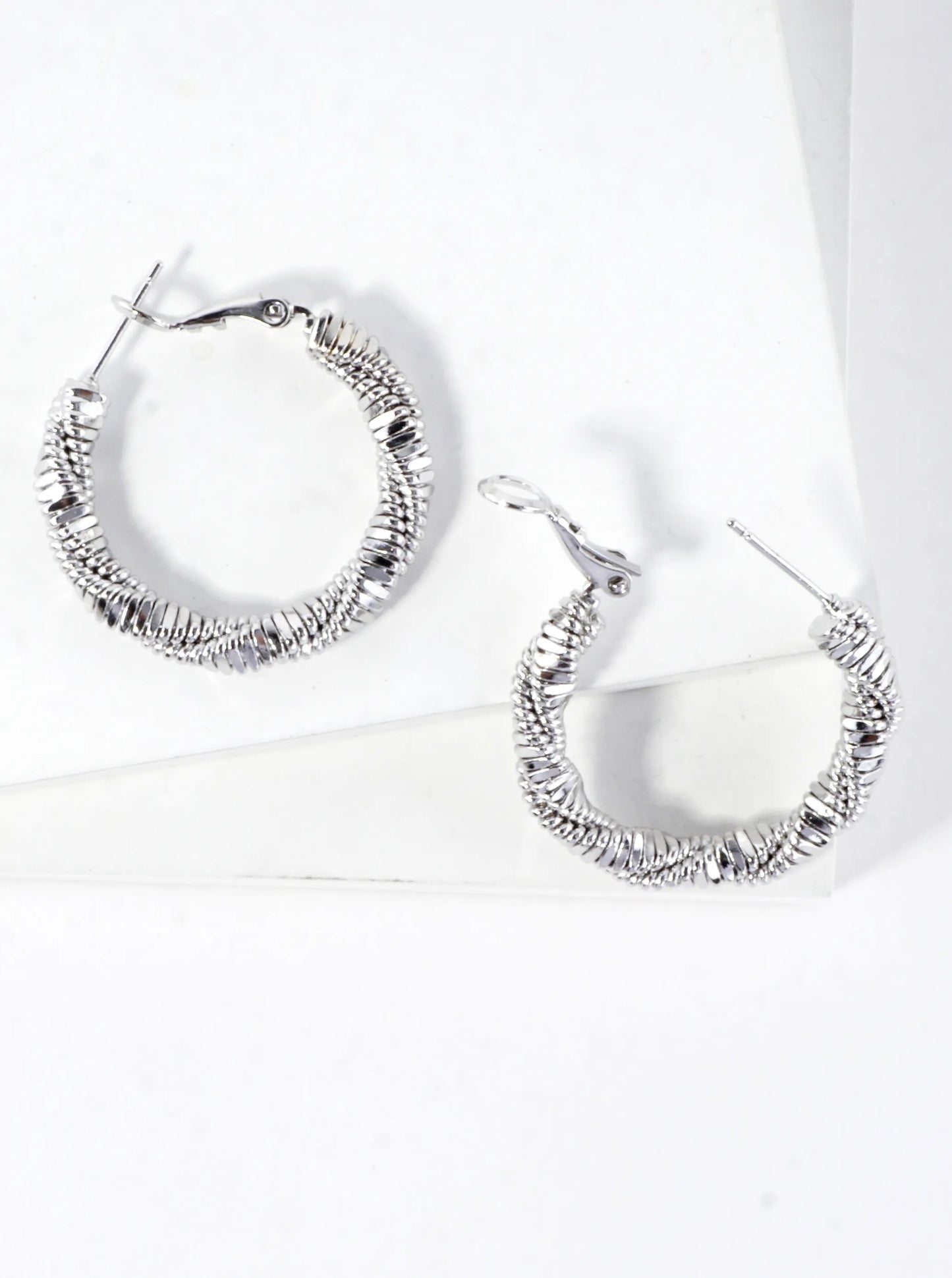 Twisted Strands Texture Brass Hoop Earrings 1inch