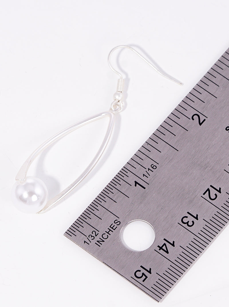 Twisted Marquise With Pearl Bead Dangle Drop Earrings