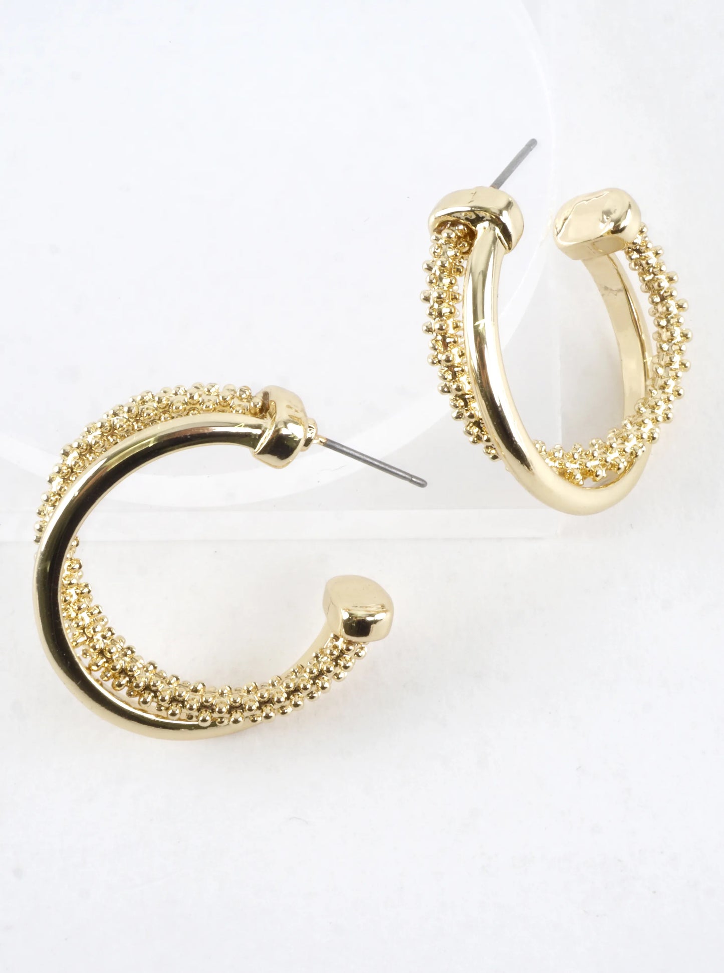 Two Texture Twist Hoop Earrings