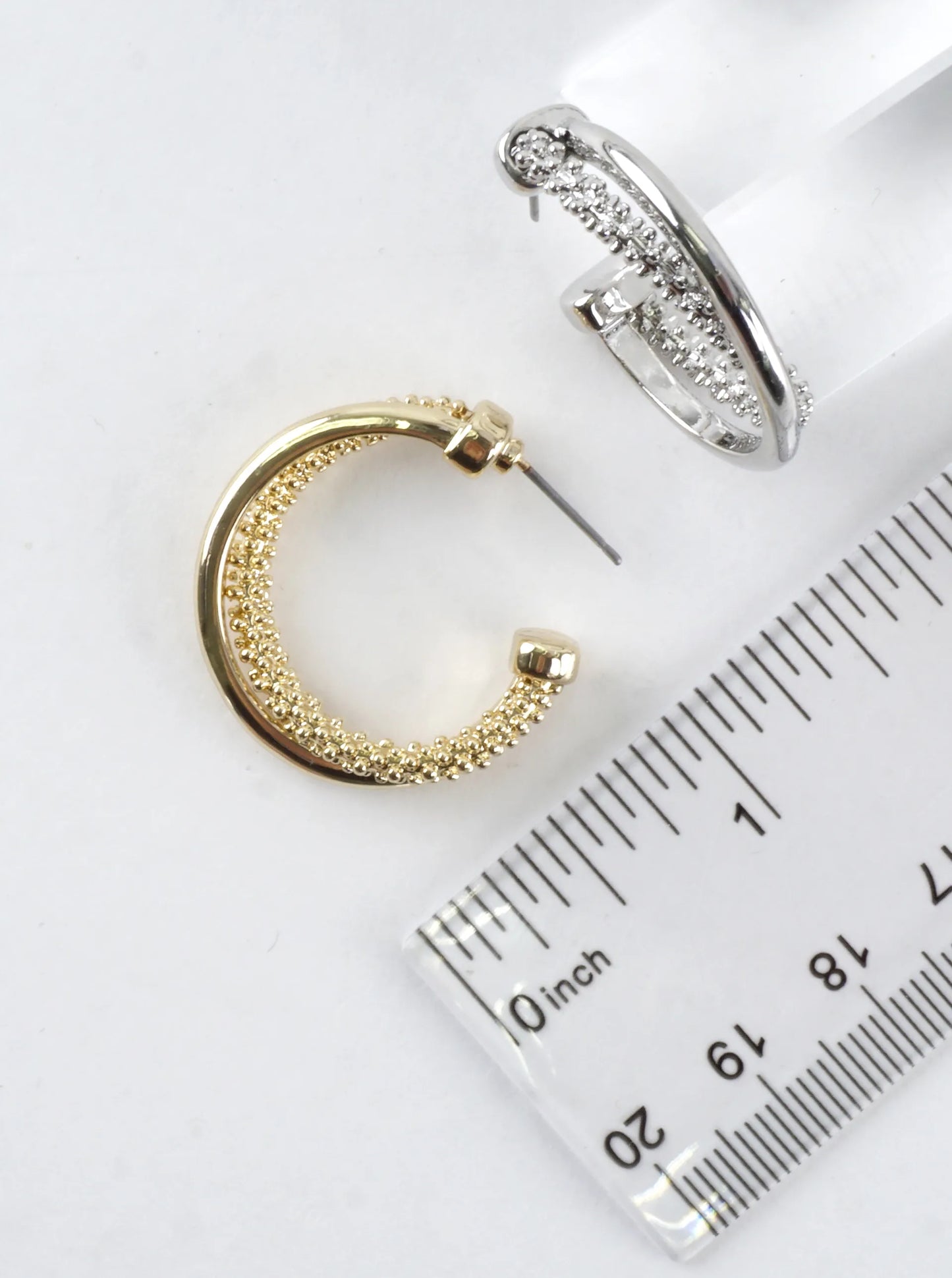 Two Texture Twist Hoop Earrings