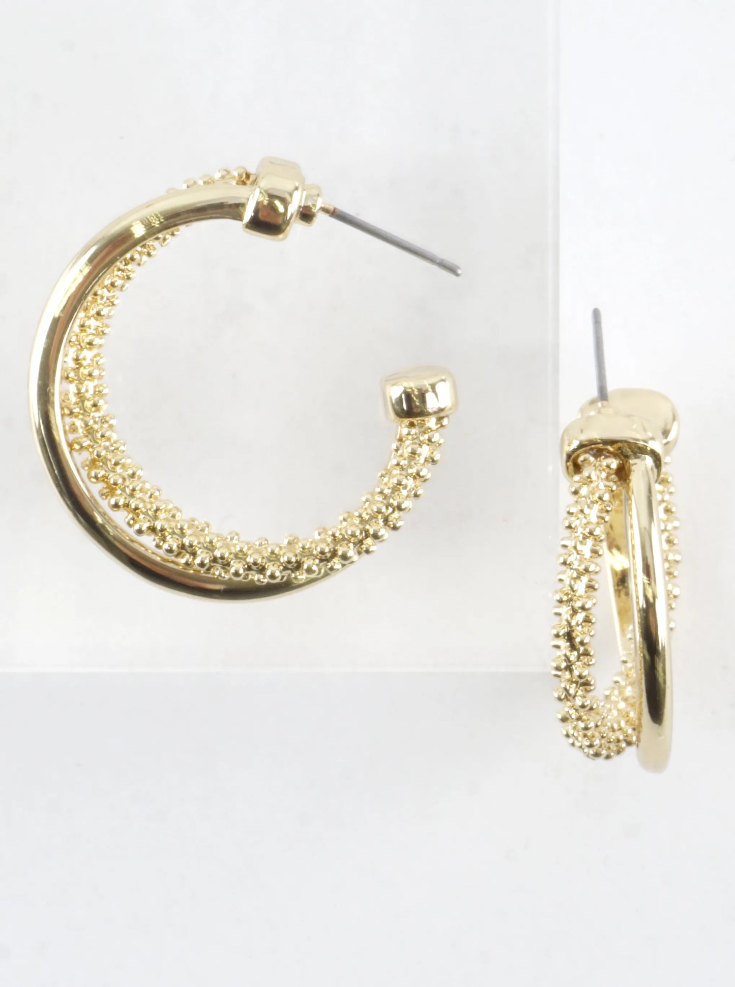 Two Texture Twist Hoop Earrings