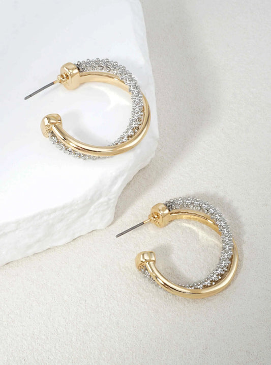 Two Texture Twist Hoop Earrings