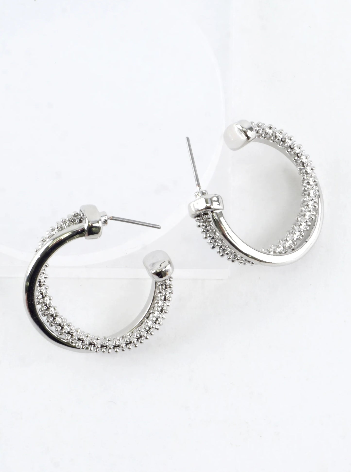 Two Texture Twist Hoop Earrings