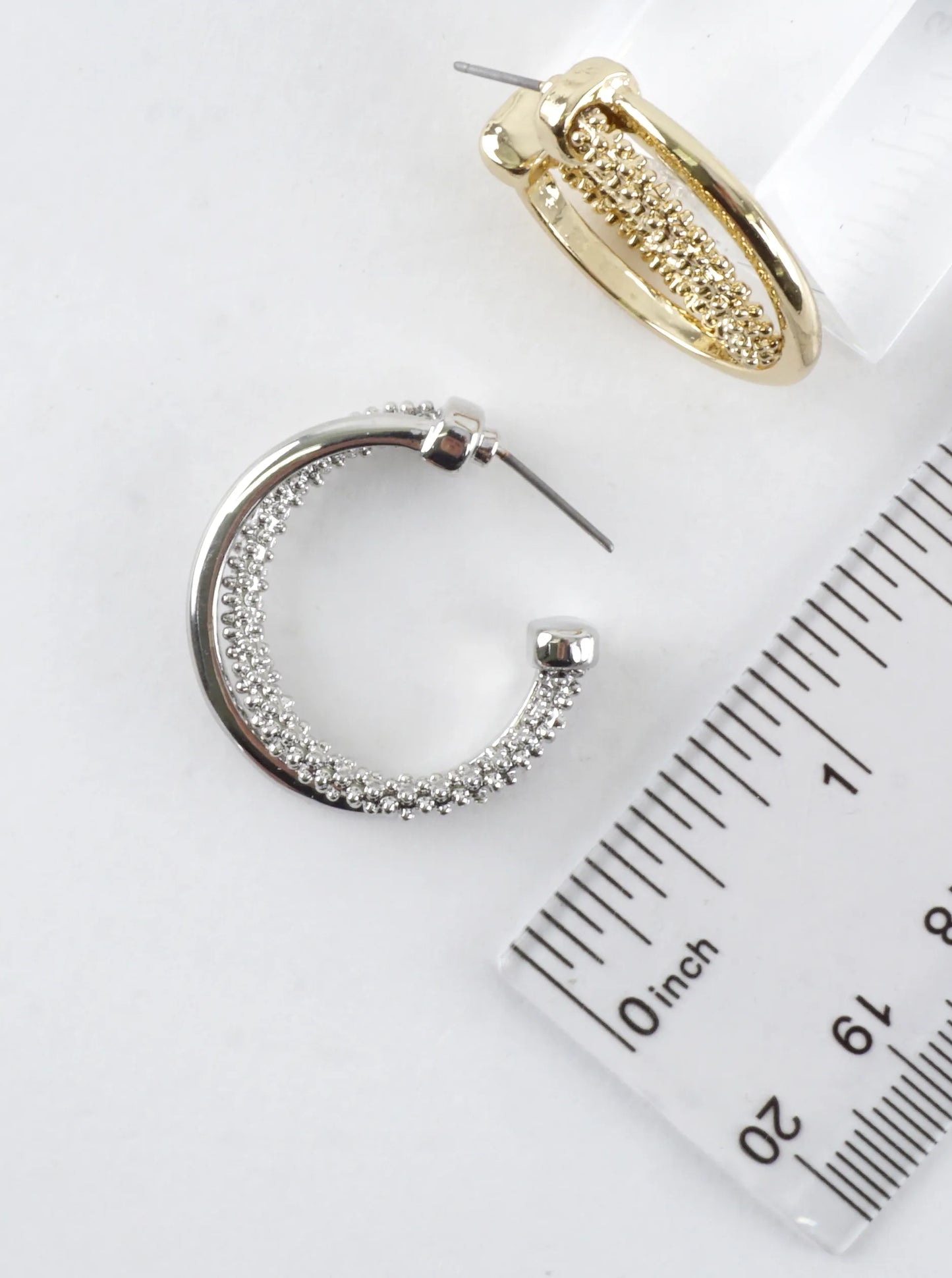 Two Texture Twist Hoop Earrings