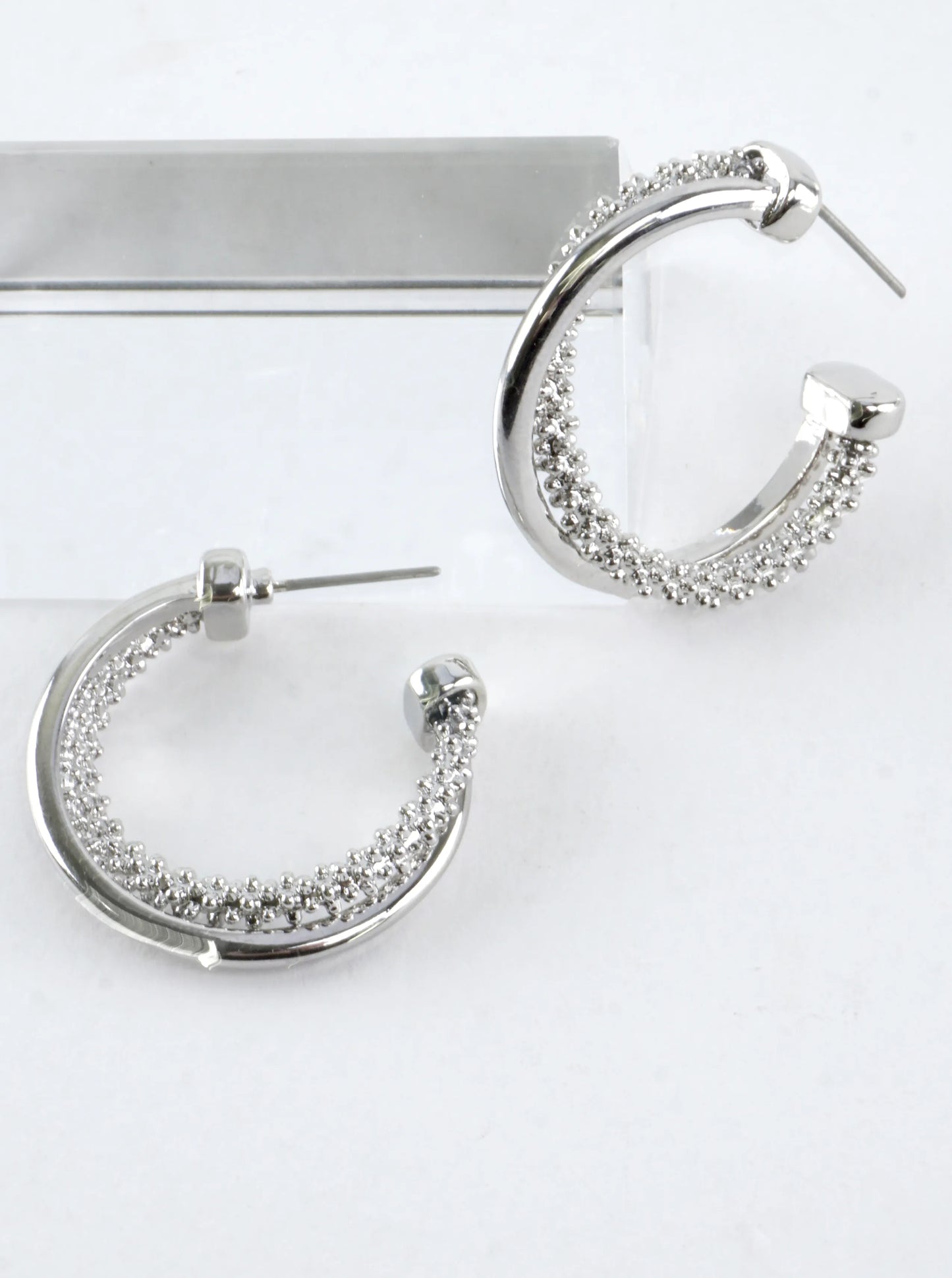 Two Texture Twist Hoop Earrings