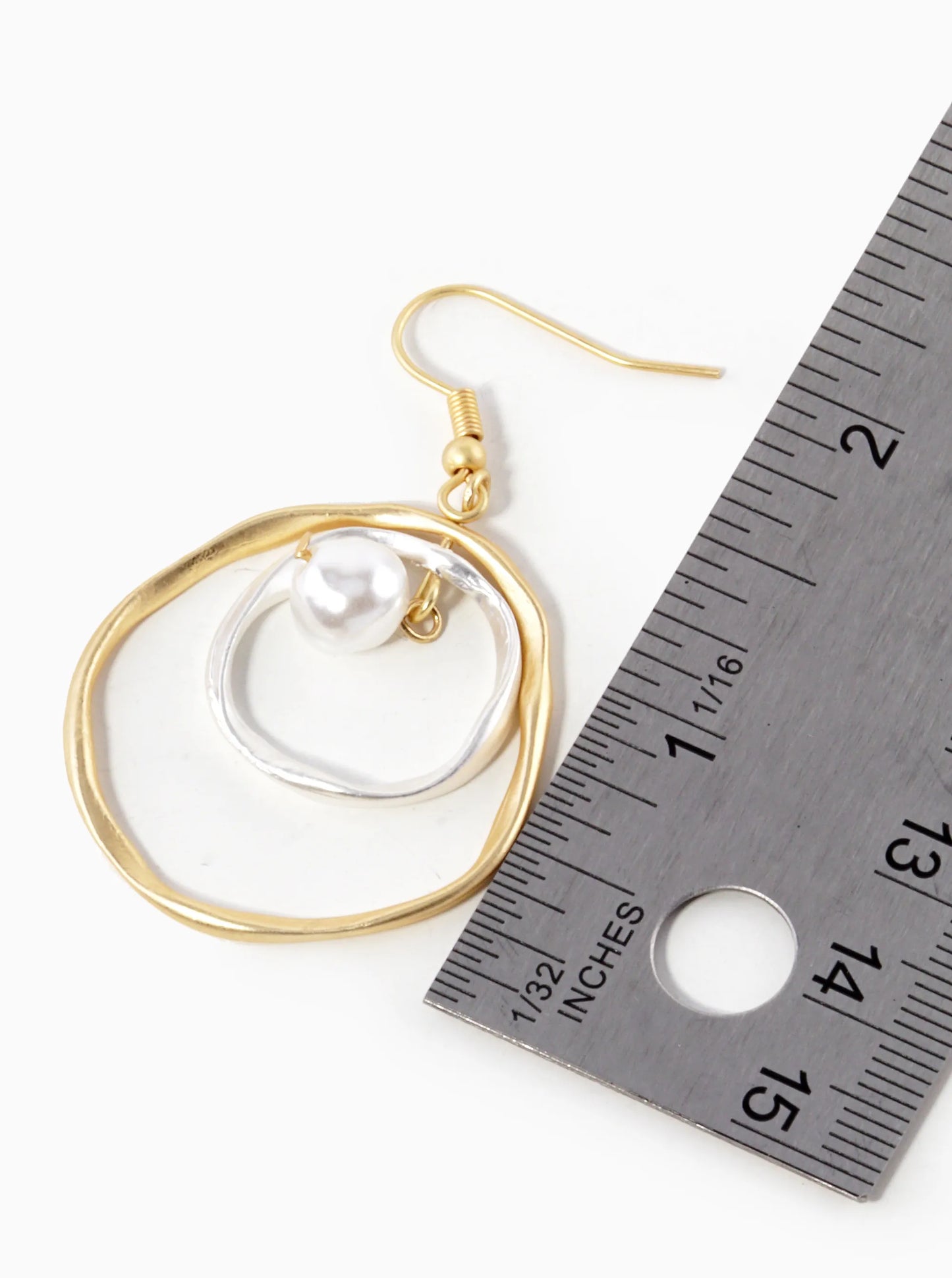 Two-Tone Dual Organic Circle Drop Dangle Earrings