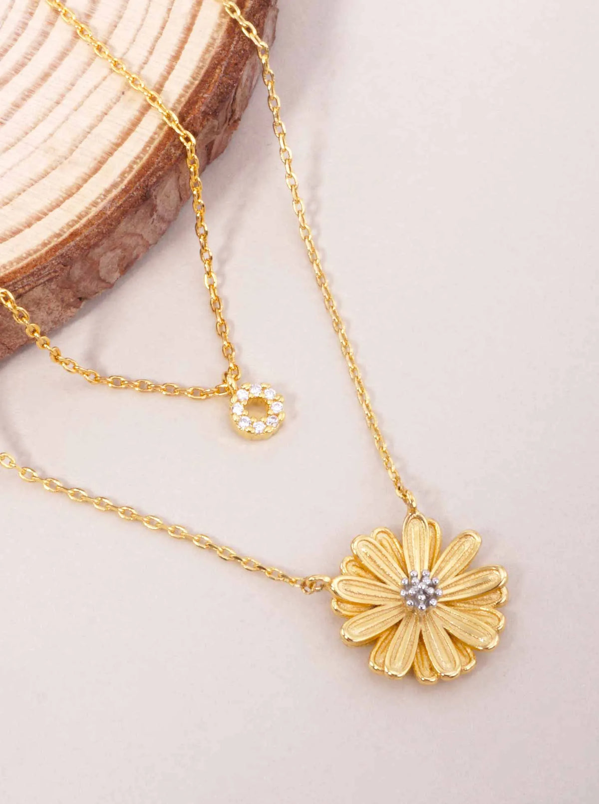 Two-Tone Flower 18K-Gold-Dipped Layered Necklace