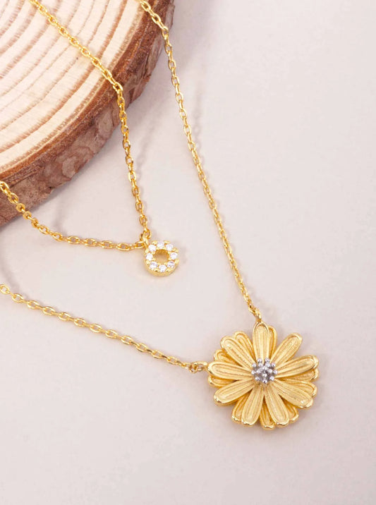 Two-Tone Flower 18K-Gold-Dipped Layered Necklace