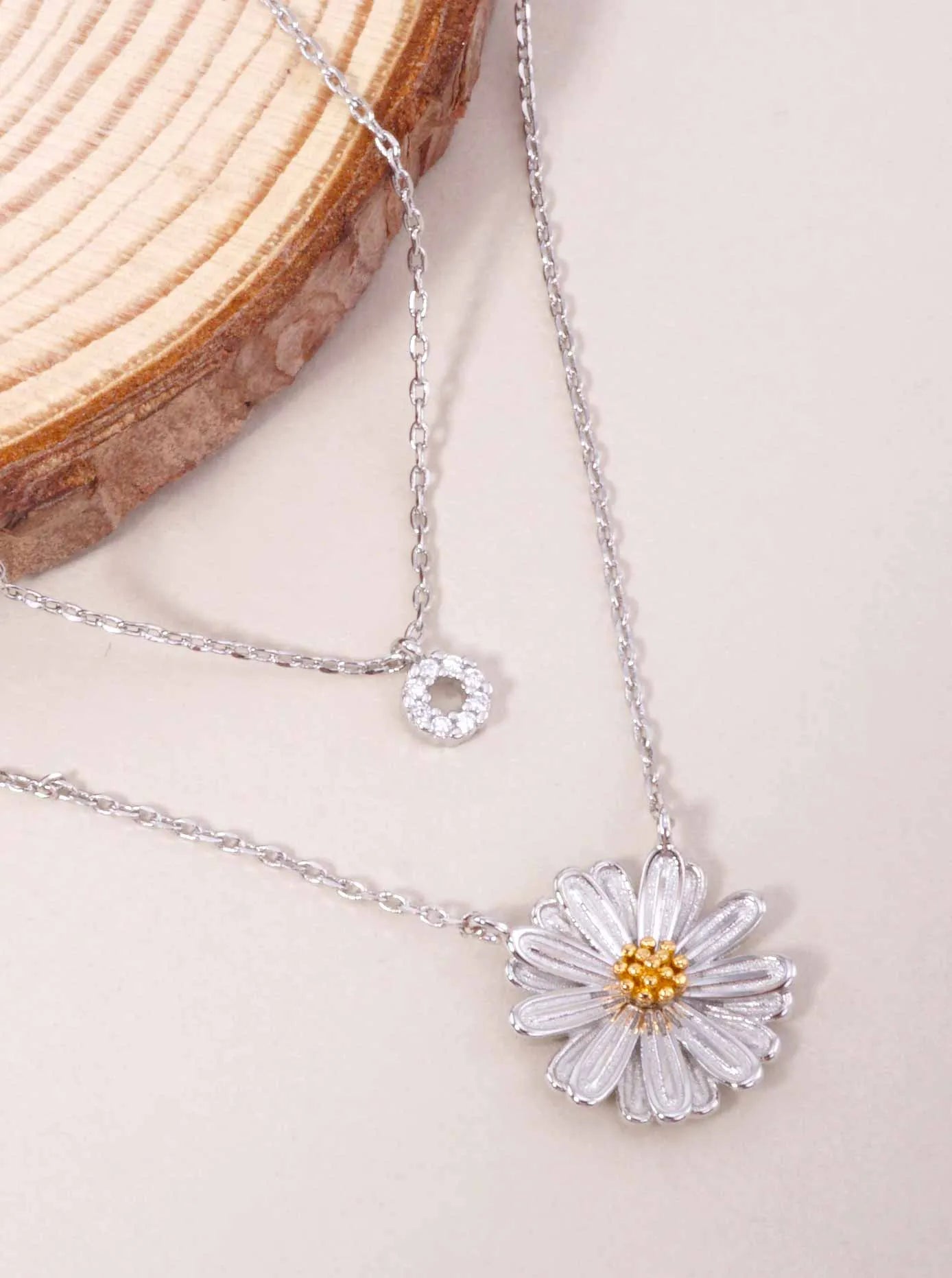 Two-Tone Flower 18K-Gold-Dipped Layered Necklace
