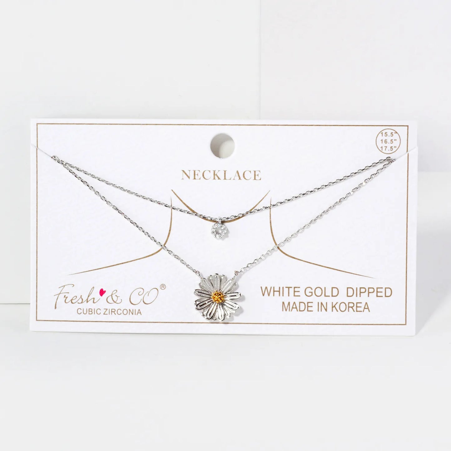 Two-Tone Flower Pendant 18K-Gold-Dipped Layered Necklace