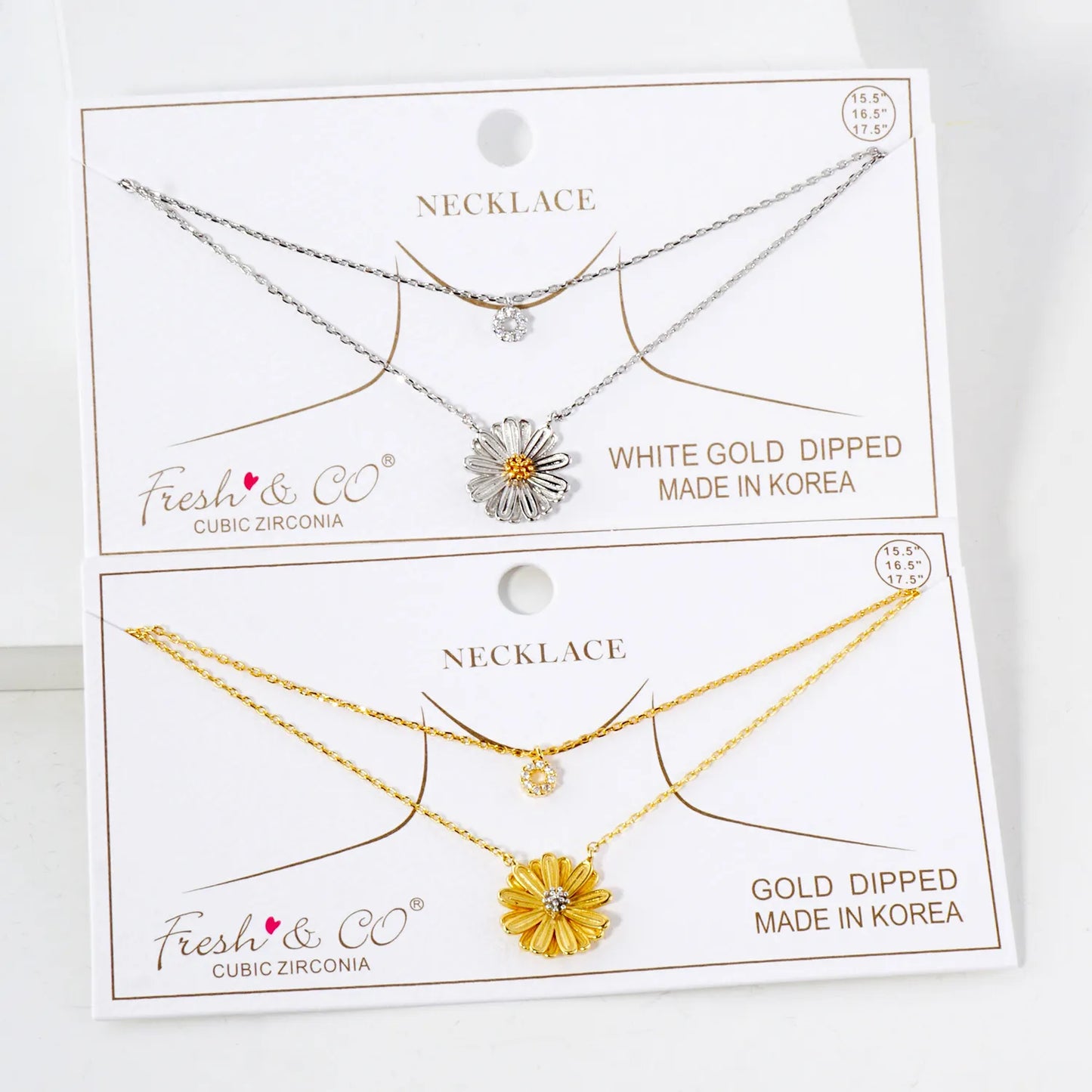Two-Tone Flower Pendant 18K-Gold-Dipped Layered Necklace