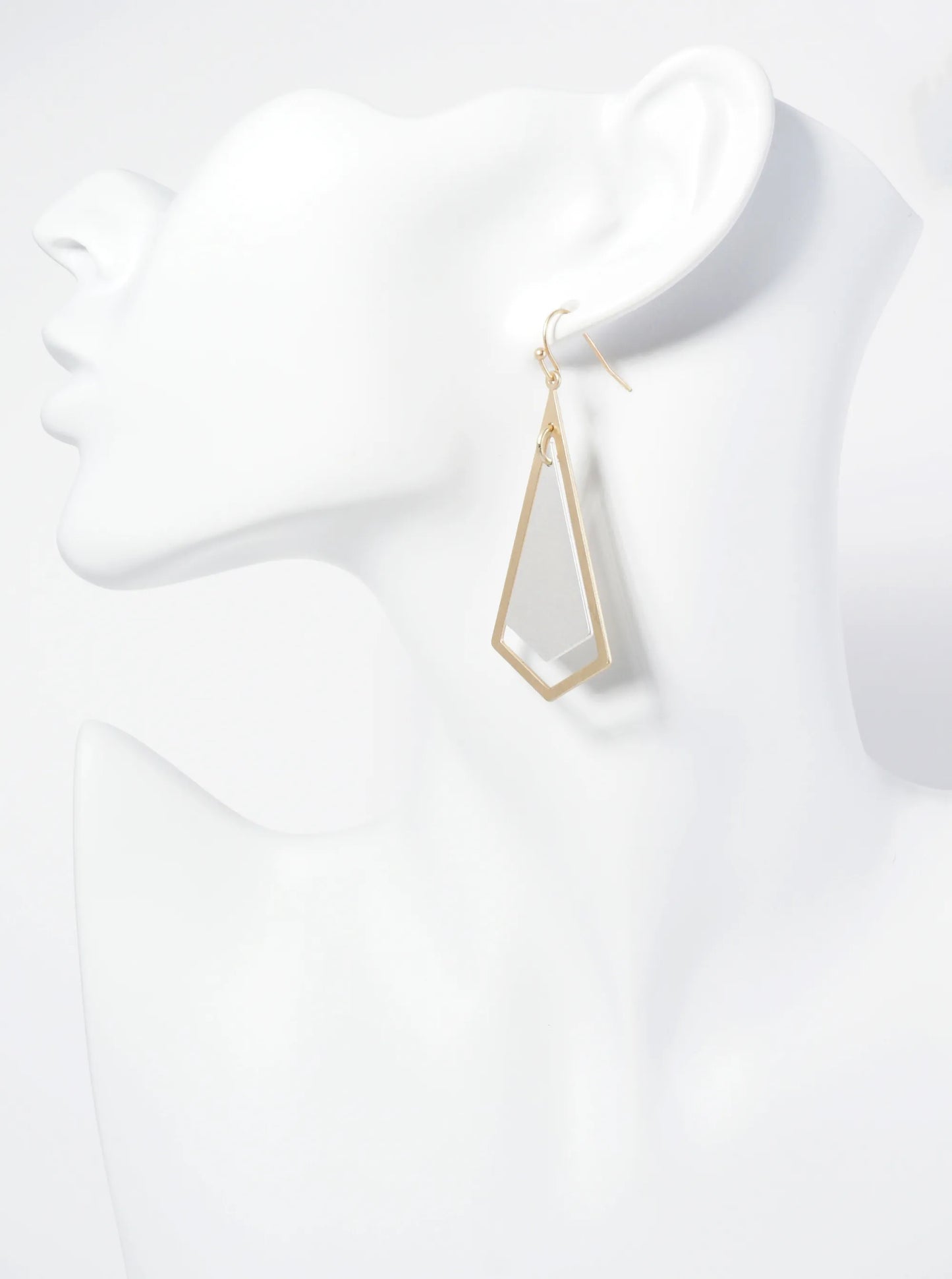 Two-Tone Geometric Shape Dangle Drop Earrings