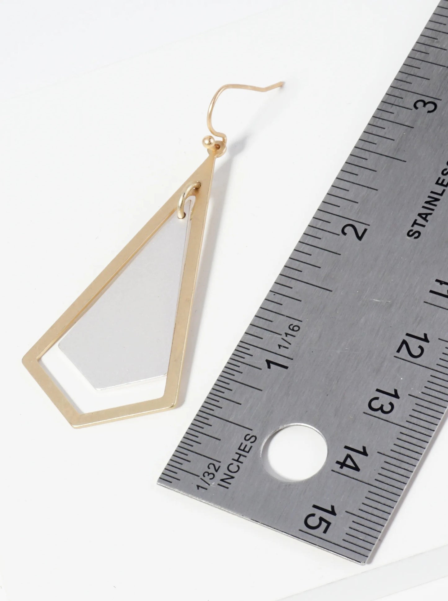 Two-Tone Geometric Shape Dangle Drop Earrings