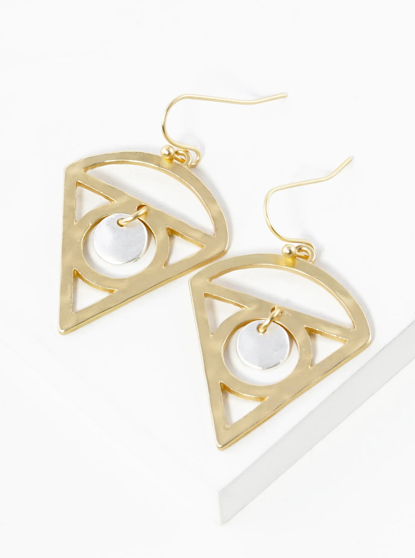 Two-Tone Geometric Shape Dangle Drop Earrings
