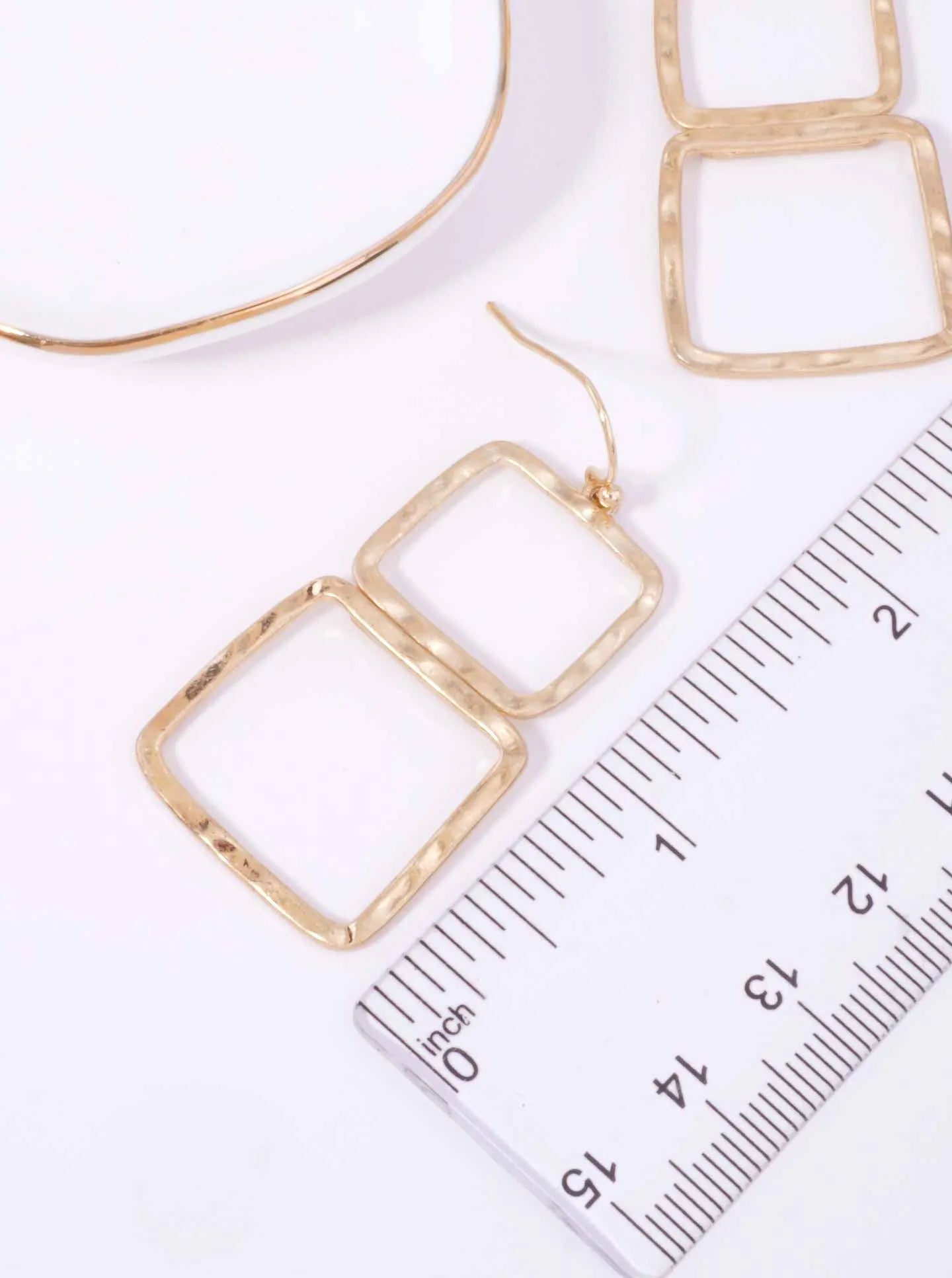 Two-Tone Geometric Square Dangle Earrings