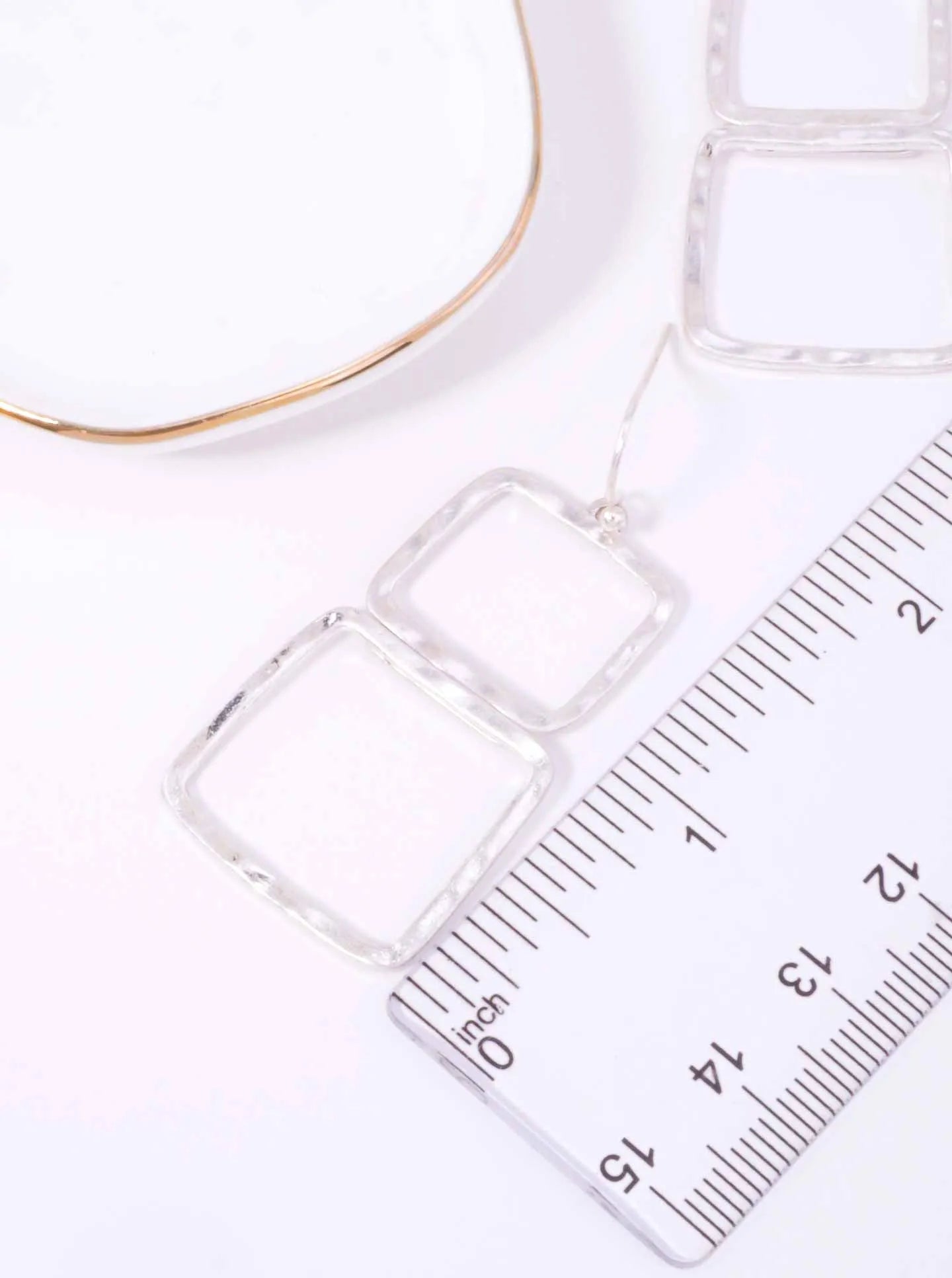 Two-Tone Geometric Square Dangle Earrings