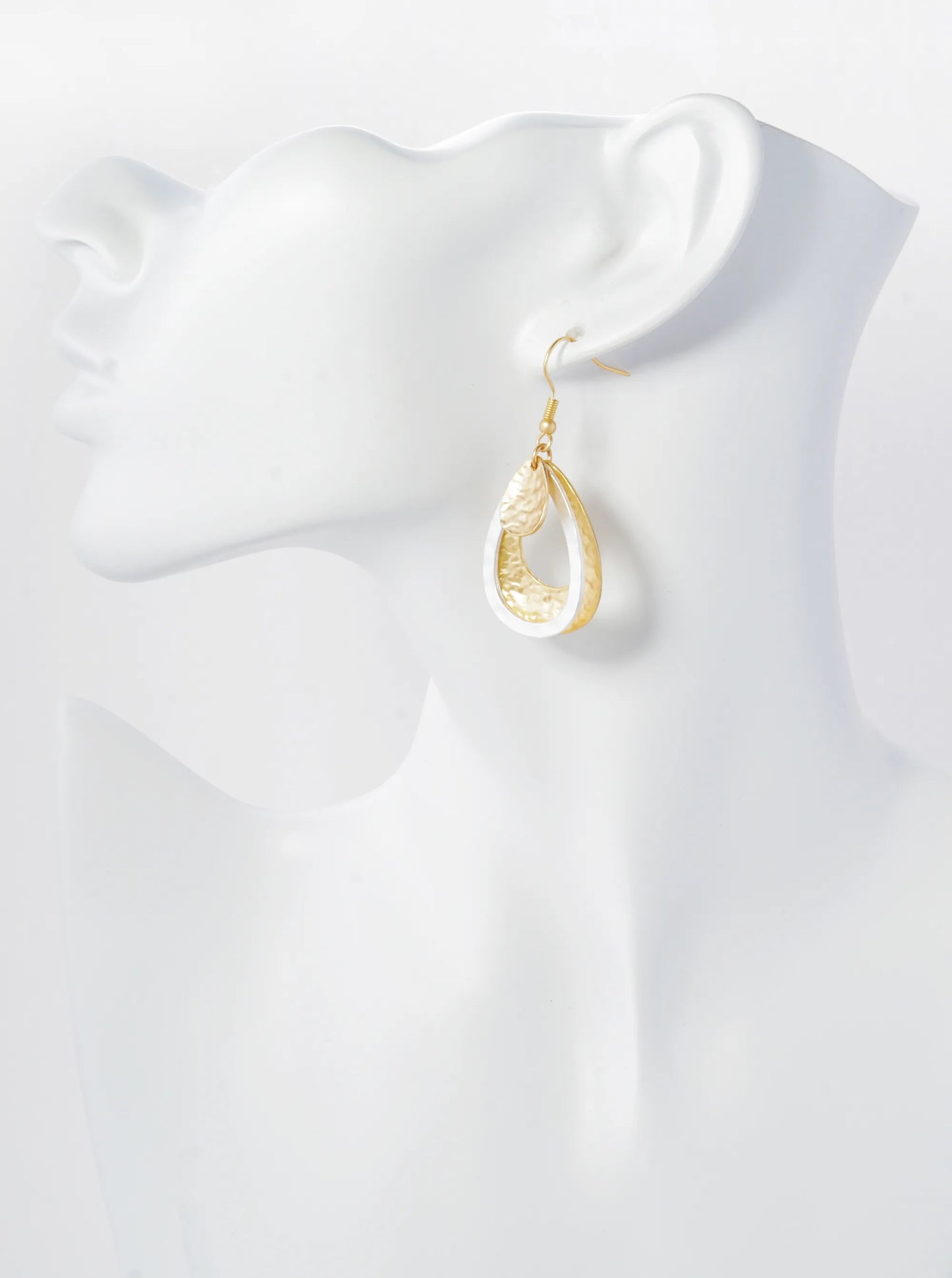 Two-Tone Hammered Multi Teardrop Dangle Earrings