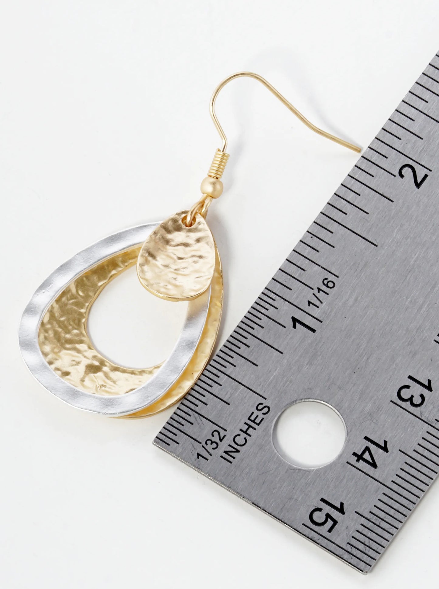 Two-Tone Hammered Multi Teardrop Dangle Earrings