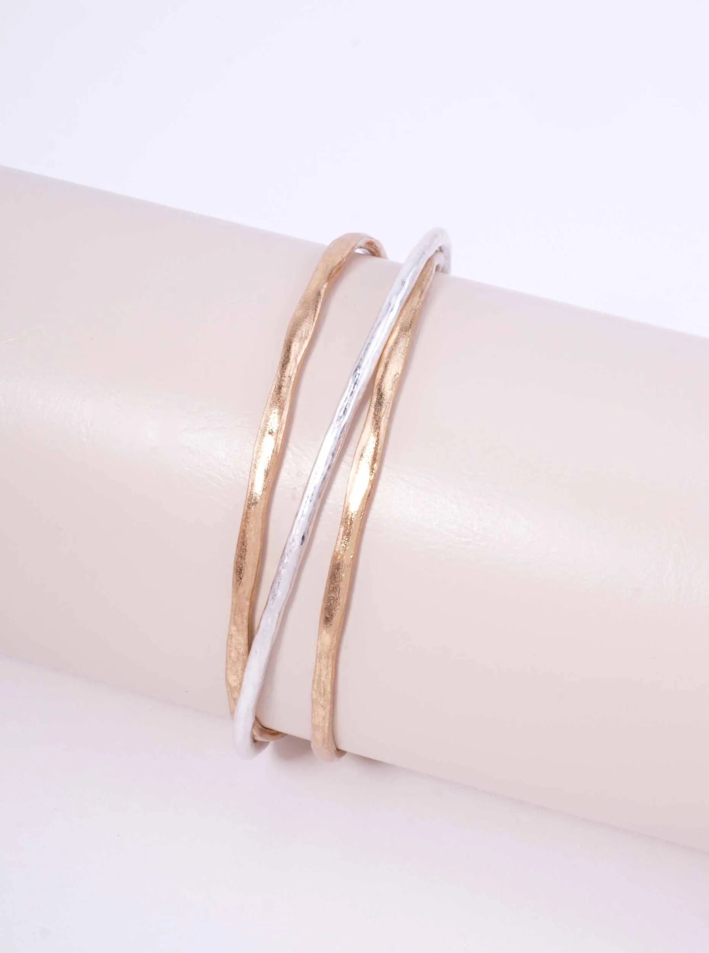 Two-Tone Hammered Zinc Alloy Cuff Bracelet